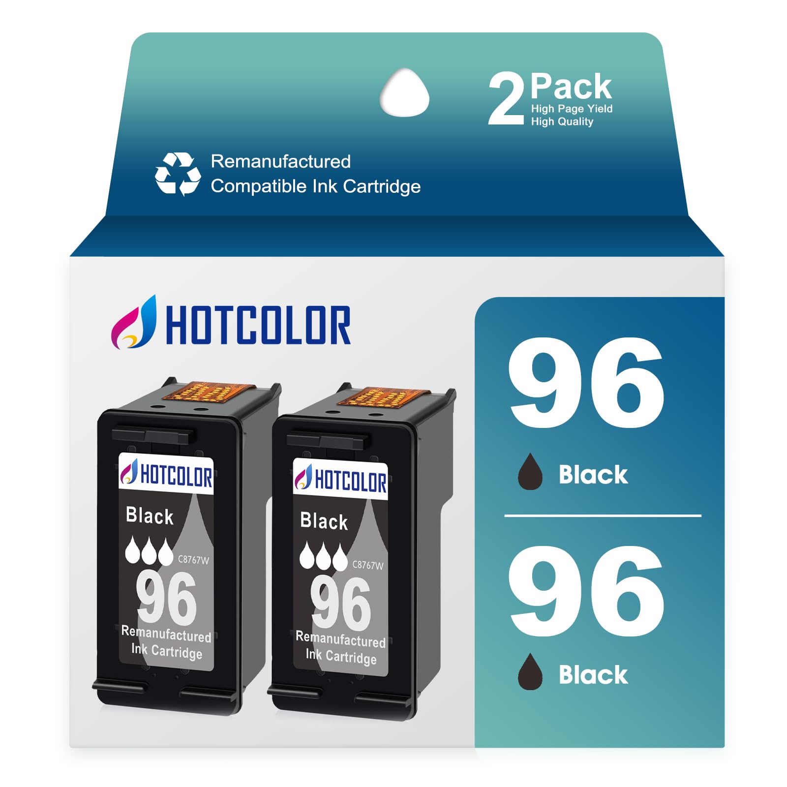 HP 96 Black Ink Cartridge Replacement (2-Pack) - Compatible with HP Deskjet 6940, 6980, 6988 Printers - High-Quality Ink for Home & Office Printing