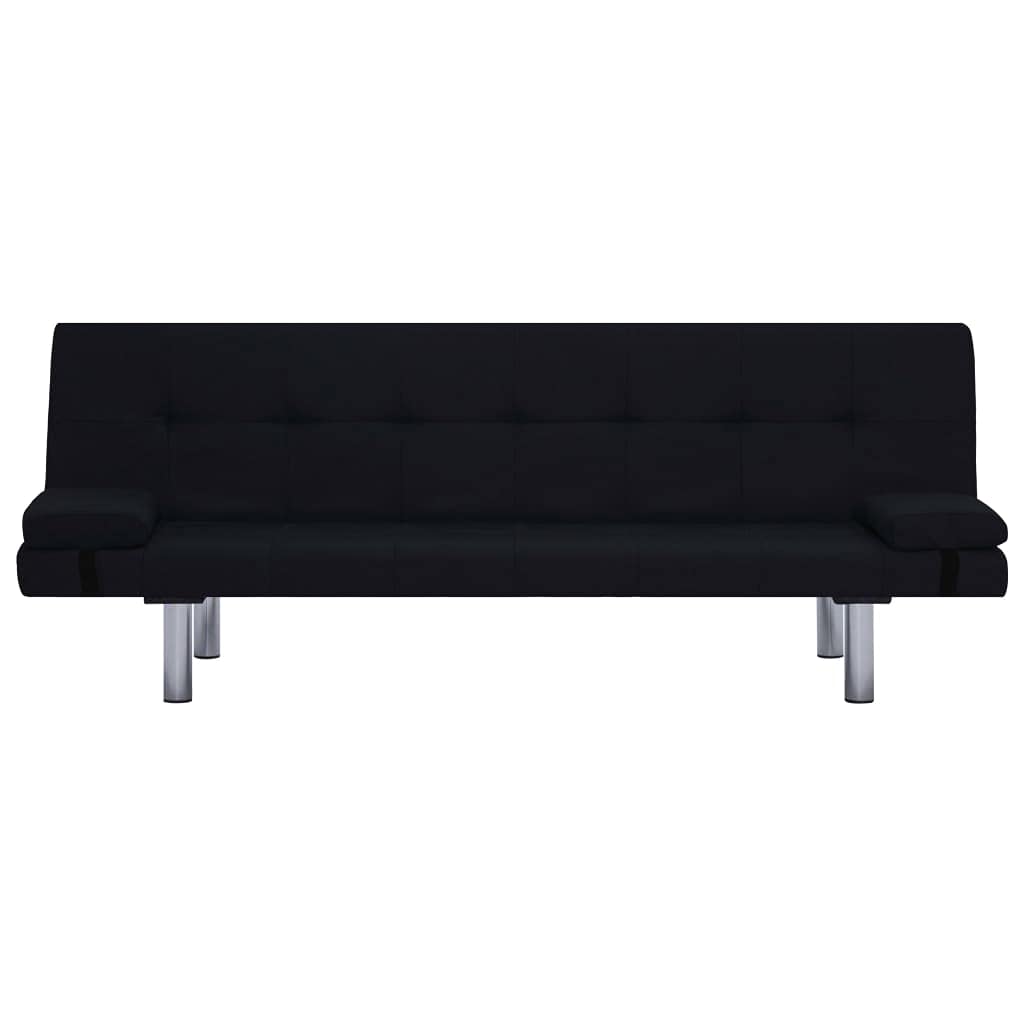 CHARMMA Convertible Sofa Bed - Tufted Split Back Futon Couch for Living Room, Small Space Linen Reclining Sleeper with 2 Pillows, Black | Perfect for Guest Rooms, Apartments & Studio Living