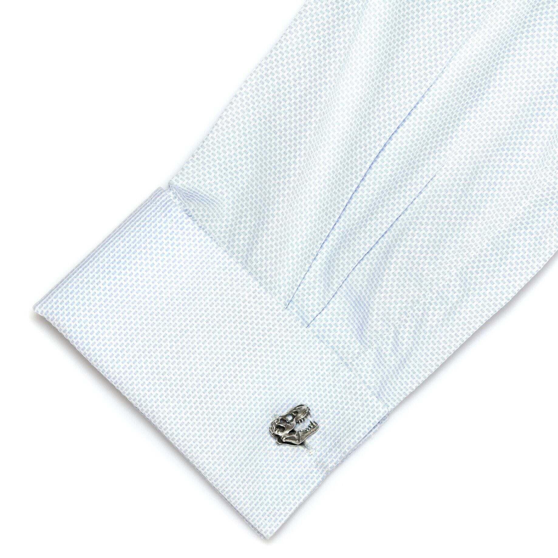 Stylish T-Rex Skull Dinosaur Cufflinks for Men - Premium Stainless Steel Dinosaur Bone Jewelry - Perfect for Formal Wear, Business Meetings & Gifts