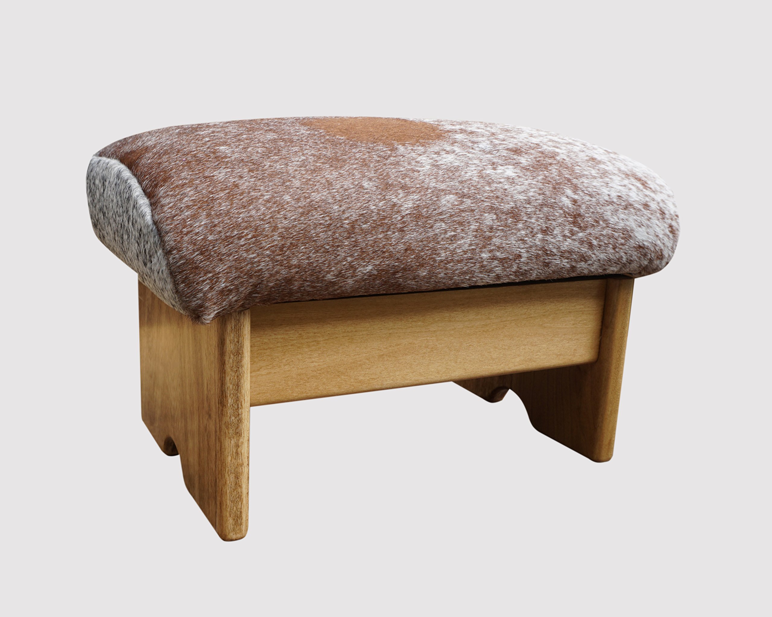 Premium Padded Foot Stool with Genuine Short Hair Cowhide - Handcrafted in USA - 9