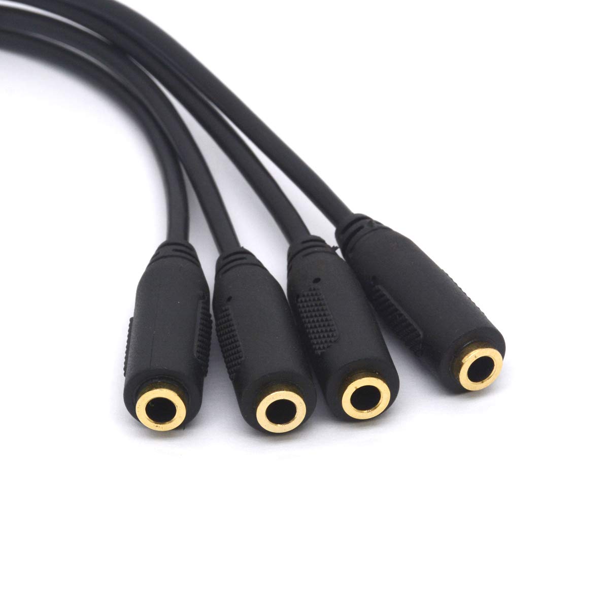 4 Way 3.5mm Headphone Splitter Cable - TRS Stereo Audio Jack Adapter for iPhone, Android, Tablet, Speaker, Mic - Share Music with Friends at Parties, Gaming, Home Theater & Car Audio Systems