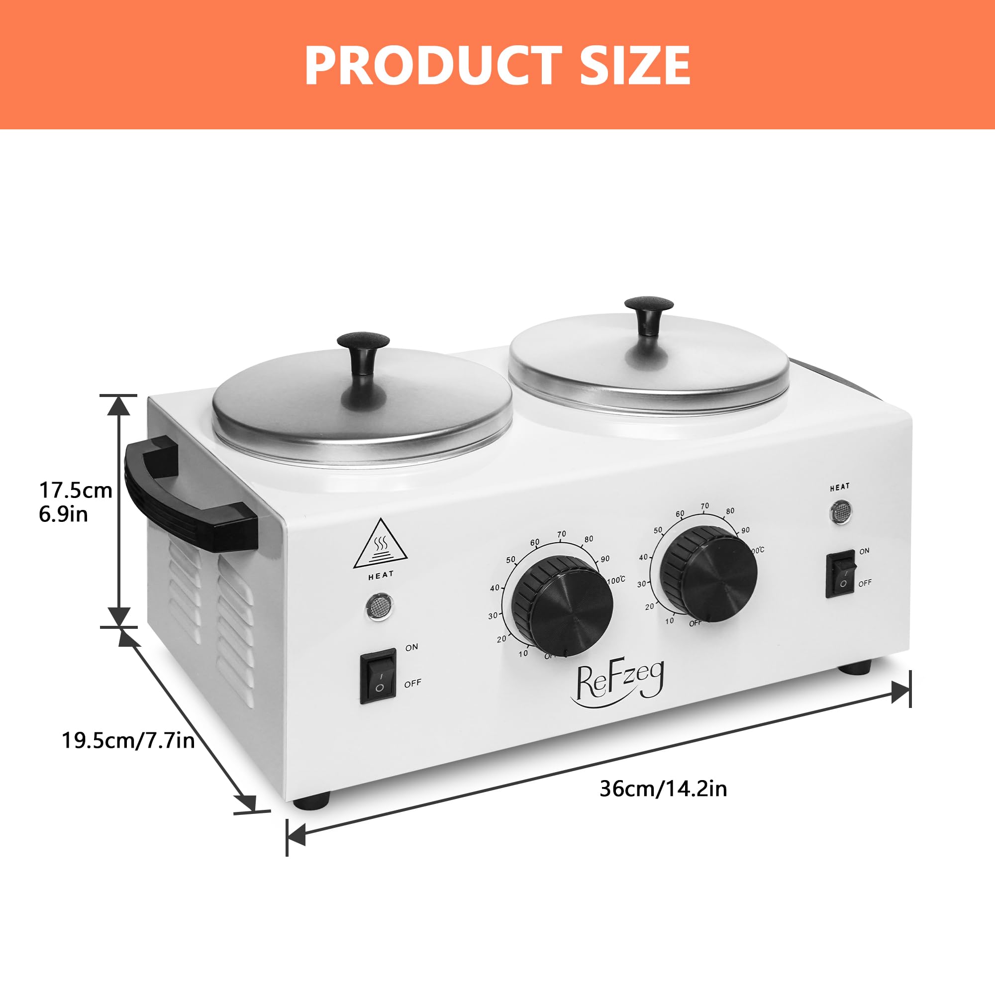 Professional Wax Warmer Double Pot Waxing Kit - Adjustable Temperature Hair Removal Heater Machine with 50 Wax Sticks & 20 Protective Collars for Salon, Spa & Home Use - Painless Hair Removal for Legs, Arms, Bikini & Face
