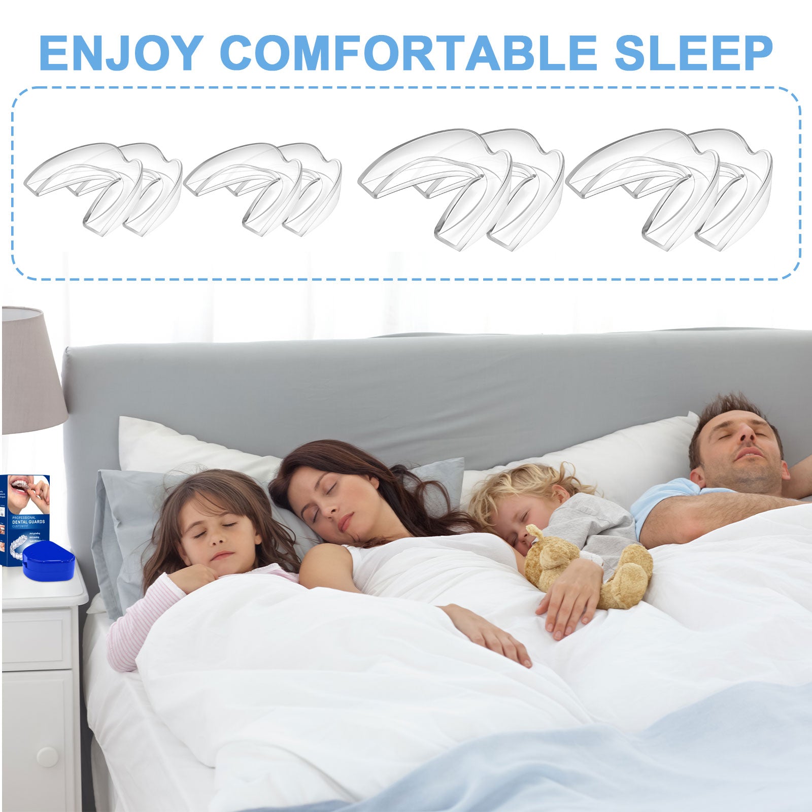 Mitimi Custom Moldable Night Guard for Teeth Grinding - 4 Pack Dental Mouth Guard for Sleep & Teeth Protection - Perfect for Nighttime Use & TMJ Relief