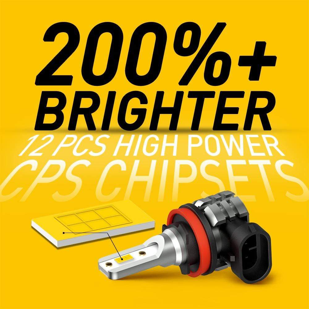 H11 H8 H9 H16 LED Fog Light Bulbs - 4000 Lumens Super Bright with CSP Chipsets - Golden Yellow DRL & Fog Light Replacement - Perfect for Off-Roading, Night Driving & Bad Weather Visibility