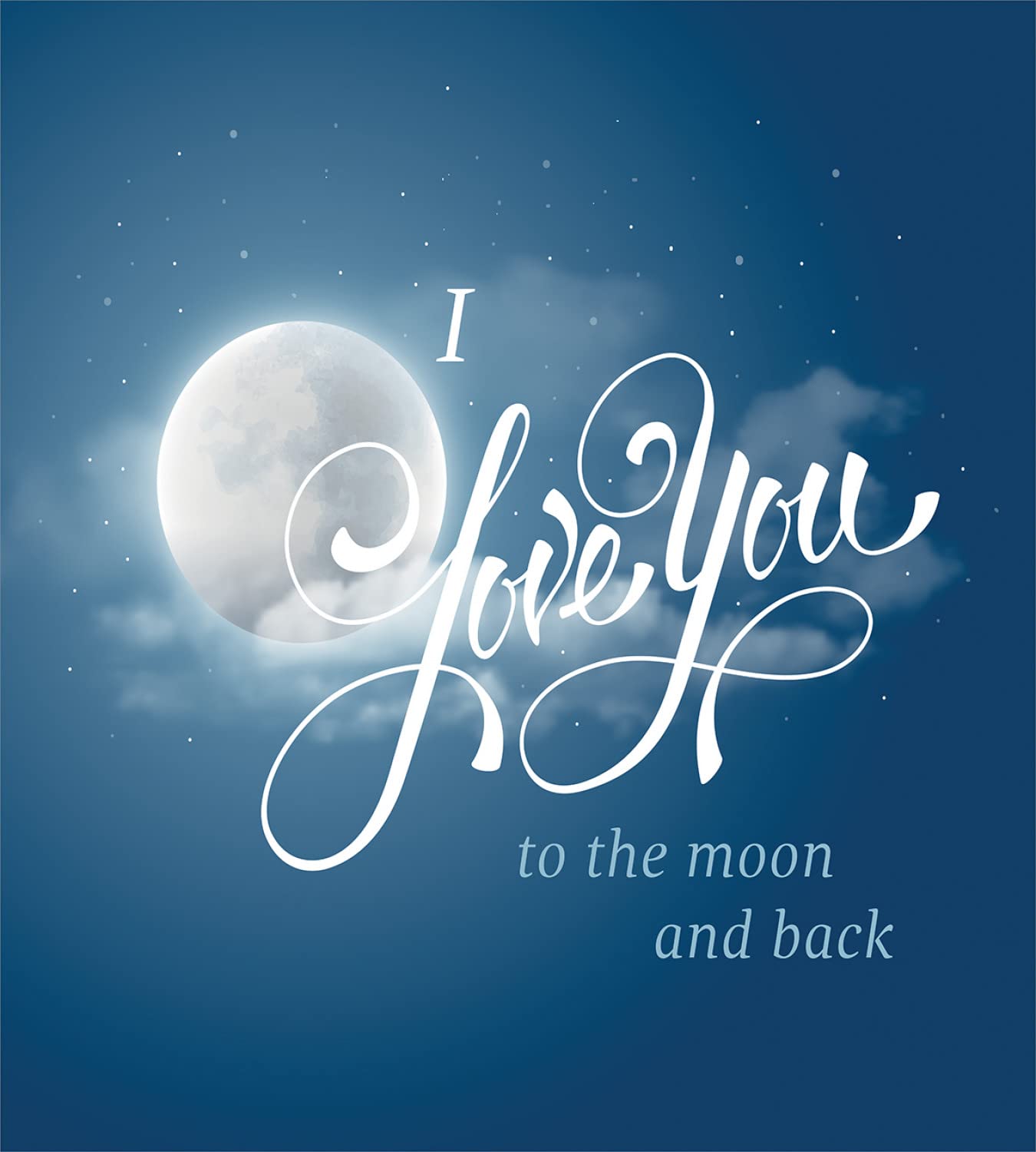 Ambesonne I Love You Duvet Cover Set - Queen Size 2-Pack with 2 Duvet Covers & 4 Pillowcases, Dark Blue Pearl Night Sky with Full Moon and Stars Romantic Design - Perfect for Wedding, Anniversary, or Couples Bedroom Decor