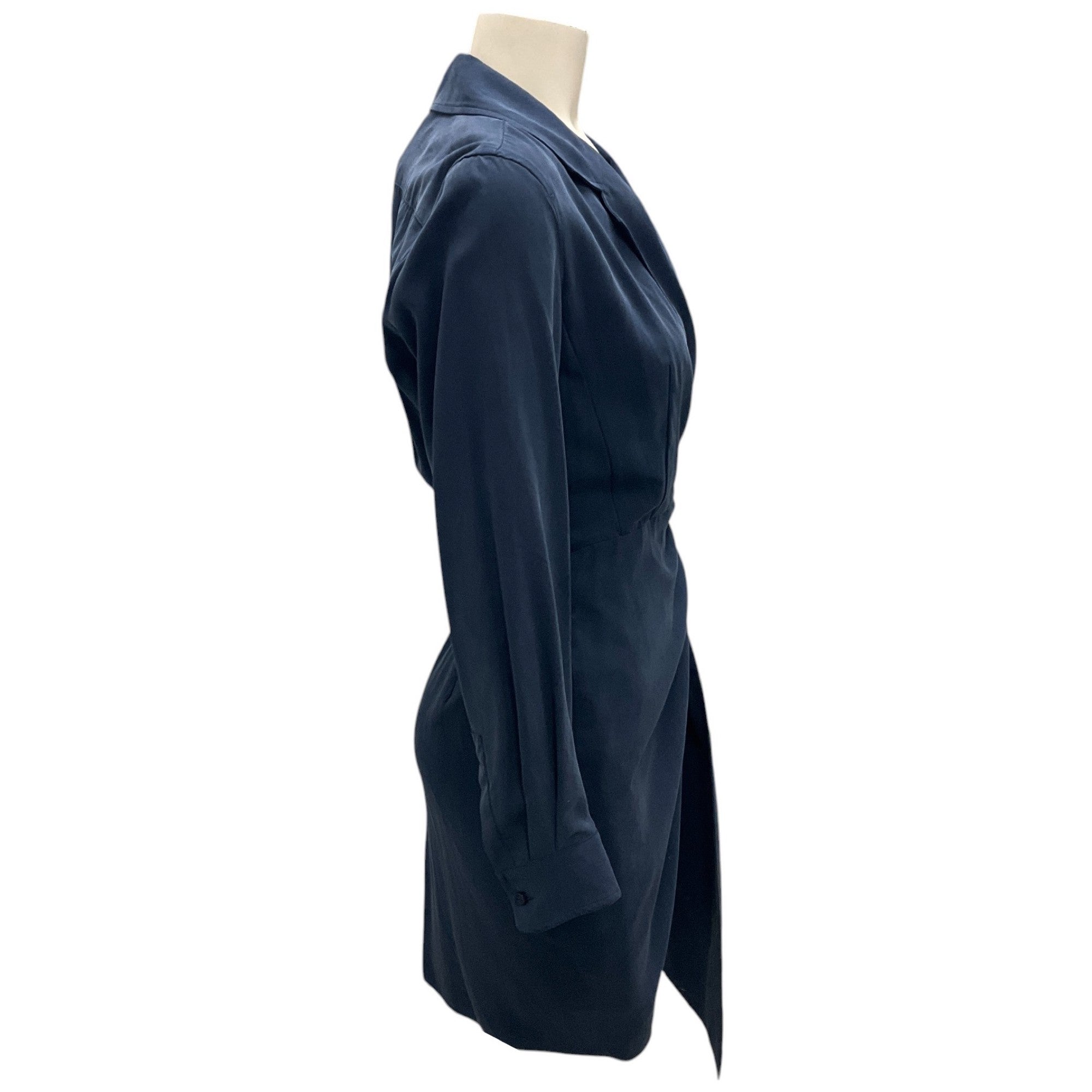 Max Mara Navy Blue James Silk Wrap Dress for Women - Elegant Evening & Cocktail Party Wear - Perfect for Weddings, Date Nights & Special Occasions