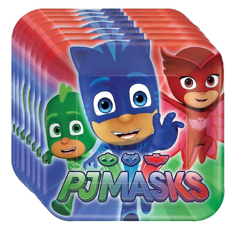 PJ Masks MEGA Deluxe Birthday Party Pack for 16 - Plates, Napkins, Cups, Table Cover, Candles & Balloons - Kids Superhero Themed Party Supplies for Birthdays & Celebrations