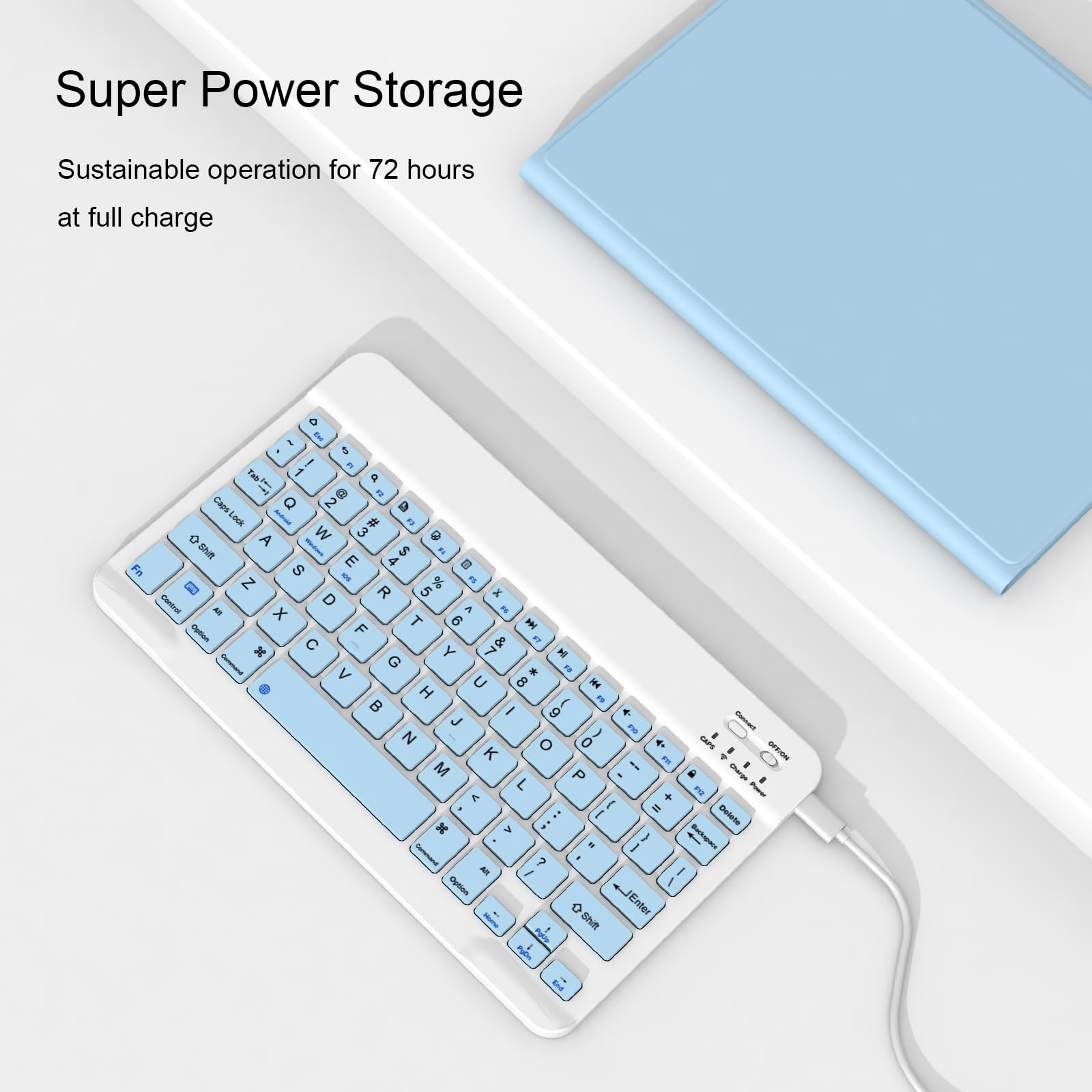 Magnetic Detachable Wireless Keyboard Case for iPad 10th/11th Gen (2022/2025) - Compatible with iPad A16 & 10th Generation | Slim Folio Cover with Apple Pencil Holder & Multi-OS Support (Light Blue) | Perfect for Work, Study & Travel