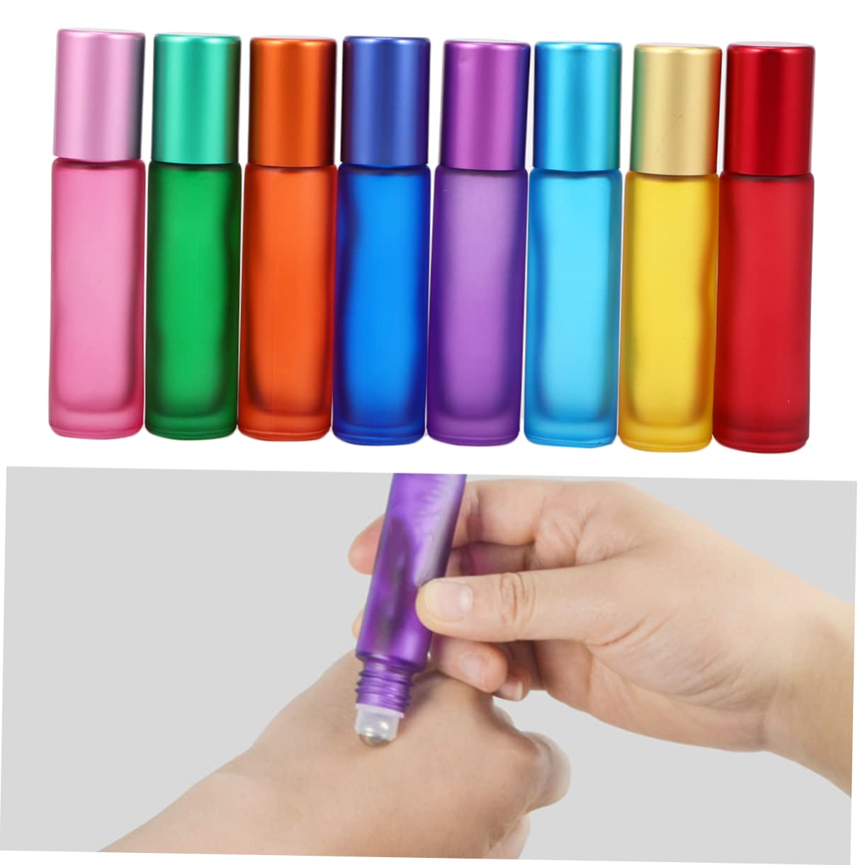 Mobestech 8-Piece Travel Bottle Set - 10ml Empty Roller Bottles with Glass Steel Beads for Toiletries & Essential Oils - Leak-Proof Compact Storage - Perfect for Air Travel, Gym, Camping & Daily Use