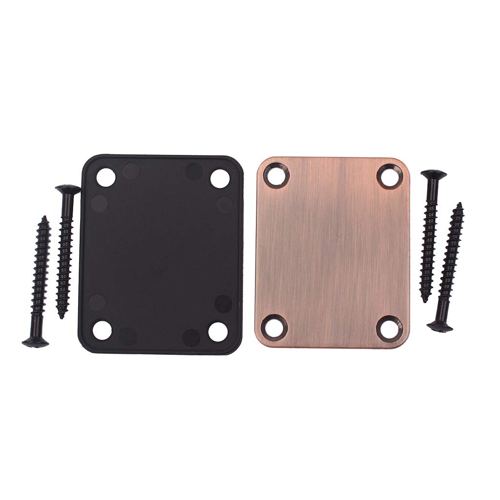 Alnicov Electric Guitar Neck Plate with 4 Screws - Bronze Replacement Part for Strat & Tele Style Guitars - Perfect for Guitar Repair, Maintenance & Upgrades
