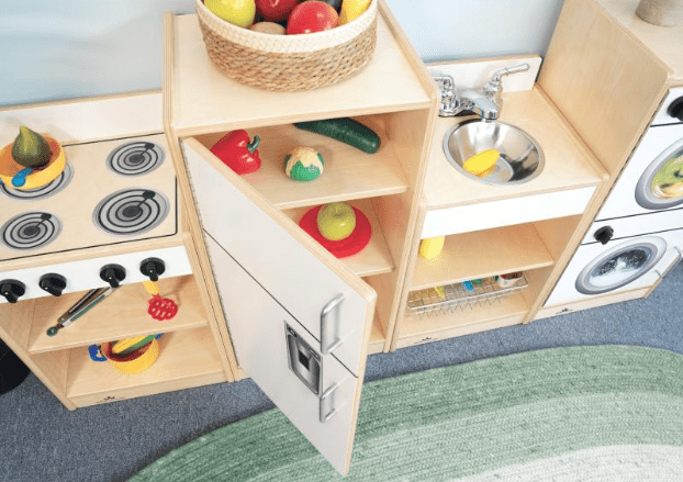 Let's Play Toddler Refrigerator Toy - White Color (Model WB7245) - Perfect for Pretend Play Kitchen & Early Childhood Development