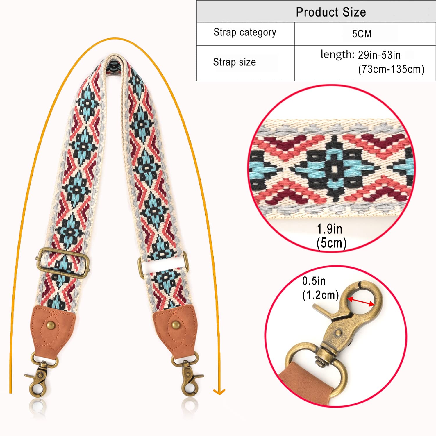 Adjustable Crossbody Shoulder Strap Replacement for Purses & Handbags - Wide Guitar Style Strap for Women's Bags | Perfect for Daily Use, Travel & Shopping