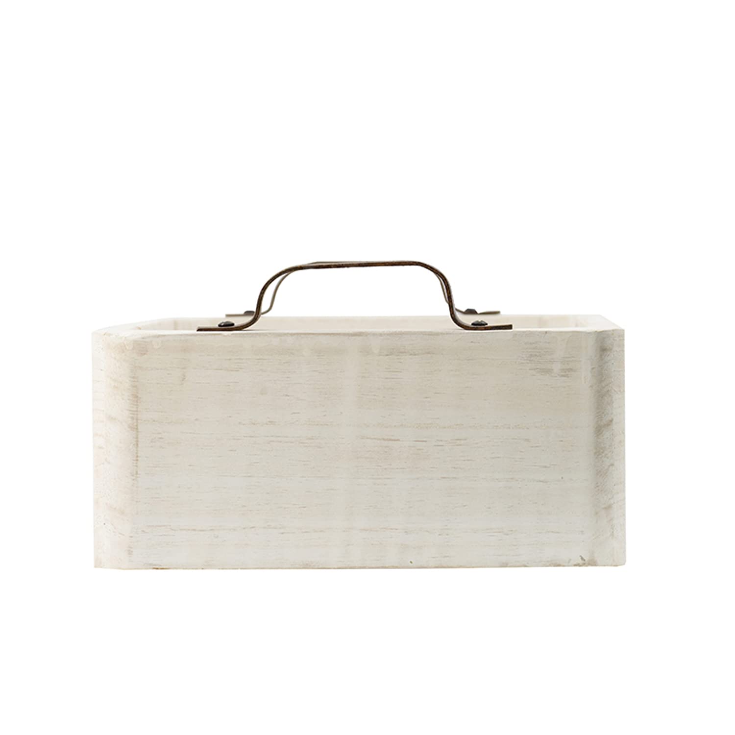 A&B Home 5-Piece Interlocking Rectangular Paulownia Wood Nesting Trays with Metal Handles - White Wash & Brown Finish for Kitchen Organization, Bathroom Storage, and Home Decor