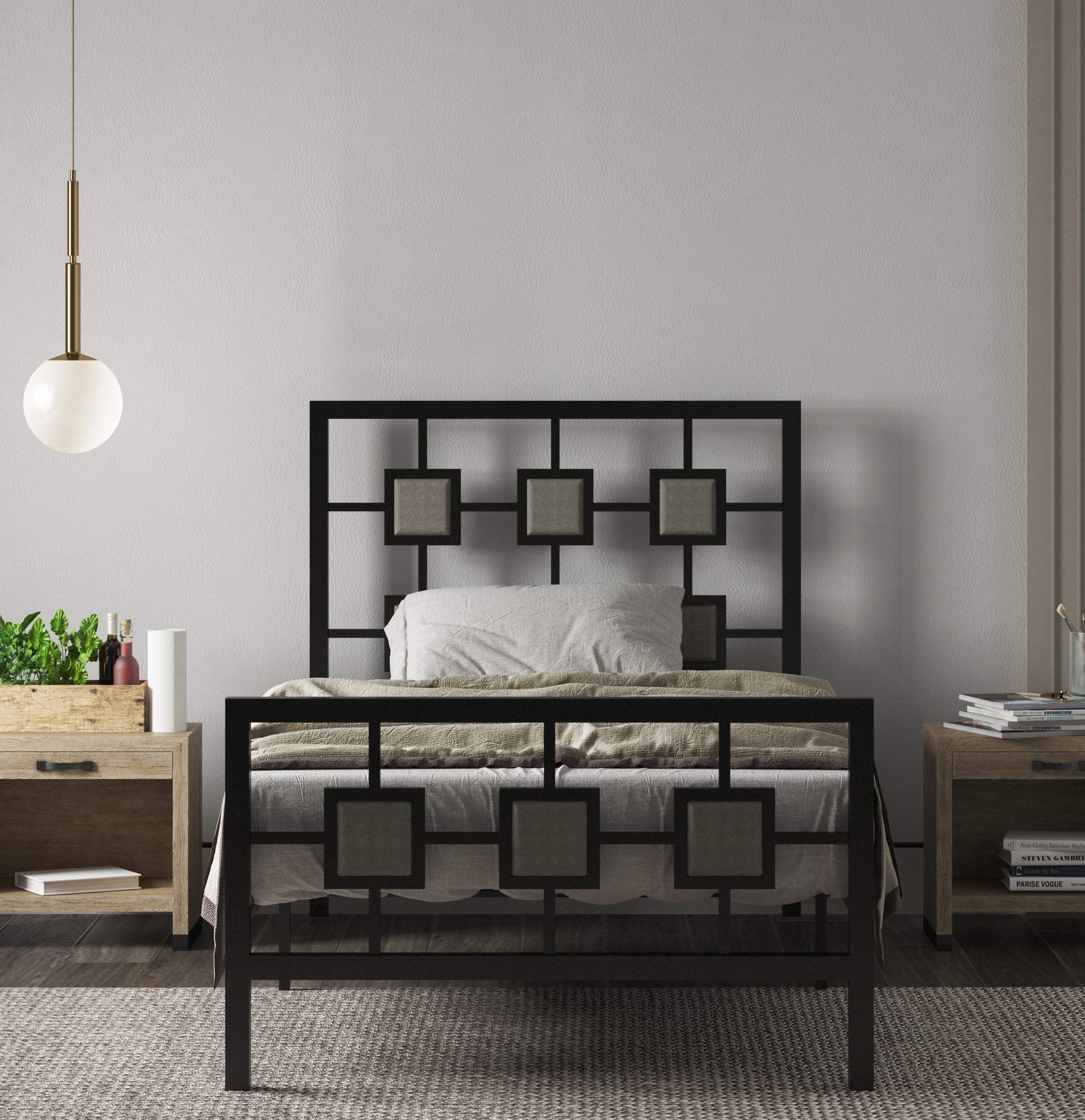 HABITRIO Metal Platform Bed Frame with Headboard & Footboard - No Box Spring Needed, Easy Assembly, Twin Size, Black - Perfect for Modern Bedrooms, Guest Rooms & Dormitories