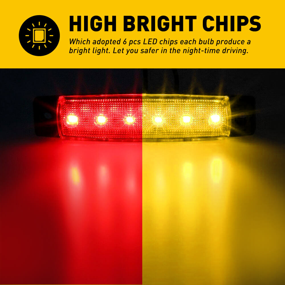 3.9 Inch Slim LED Side Marker Lights - 6 Super Bright LEDs, Smoked Lens for Trucks, Trailers, RVs & Spare Tire Covers (Pack of 10) - Waterproof & Durable for Night Driving, Parking Safety & Vehicle Visibility