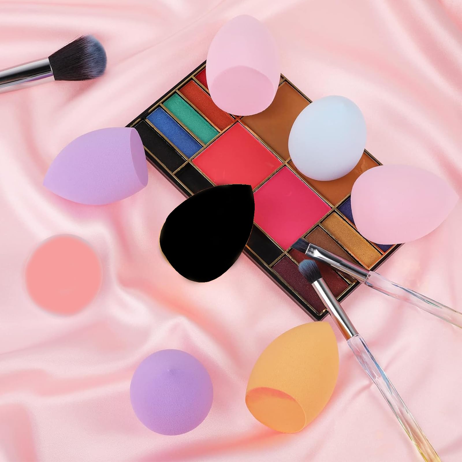 6PCS Mini Makeup Sponge Set - Small Beauty Blender for Foundation, Powder, Concealer & Eyeshadow - Soft Purple & Black Cosmetic Sponges - Perfect for Travel, Daily Makeup & Professional Makeup Artists