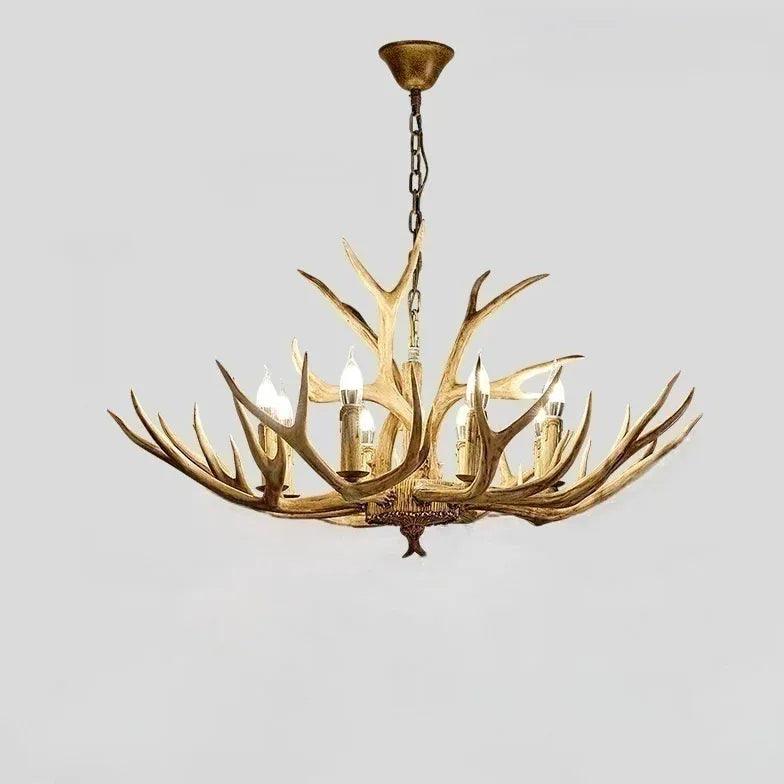 Stylish Faux Antler Wooden Candle Holder Chandelier - Rustic Home Decor for Cabin, Farmhouse & Wedding Centerpiece