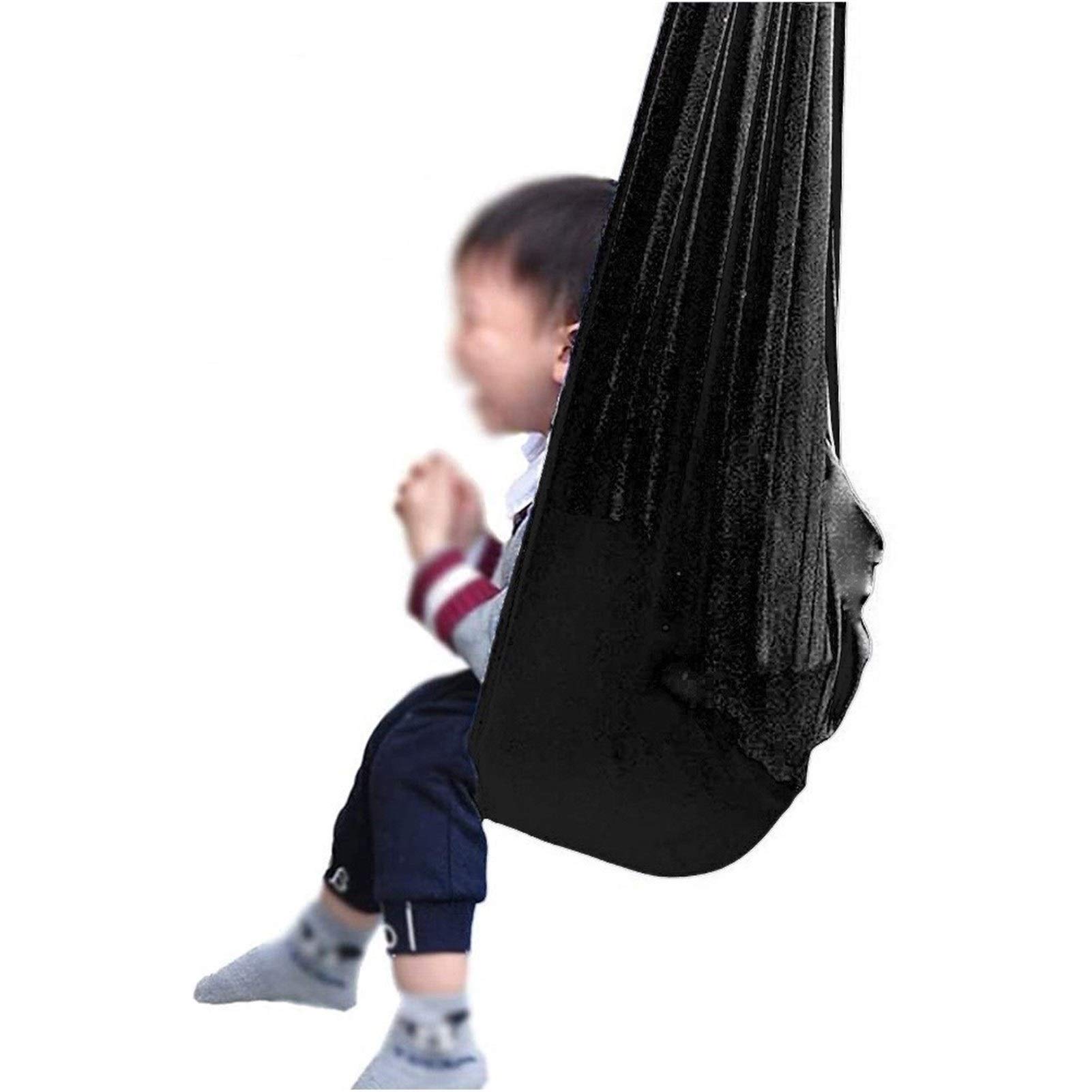 TANGIST Kids Therapy Swing - Breathable Mesh Sensory Hammock for Autism, ADHD & Sensory Integration - Snuggle Swing for Calming & Focus (Black, 39x110in) - Perfect for Home, Classroom & Therapy Rooms