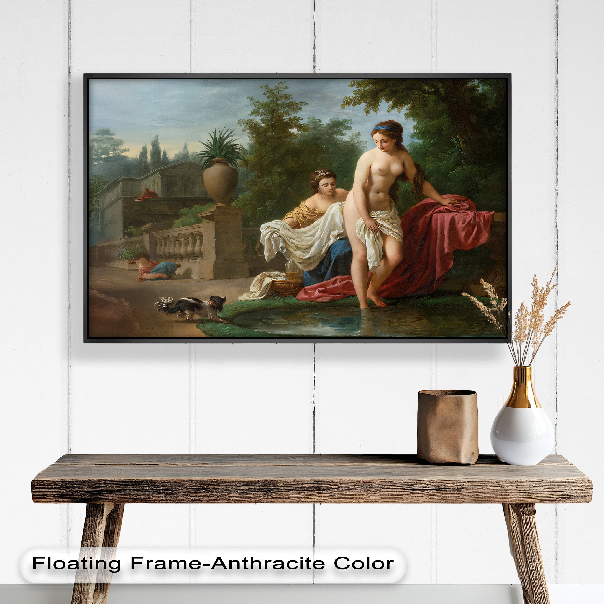 Neoclassical Elegance Oil Painting - Garden Bathing Scene Artwork for Home Decor & Living Room Wall Art