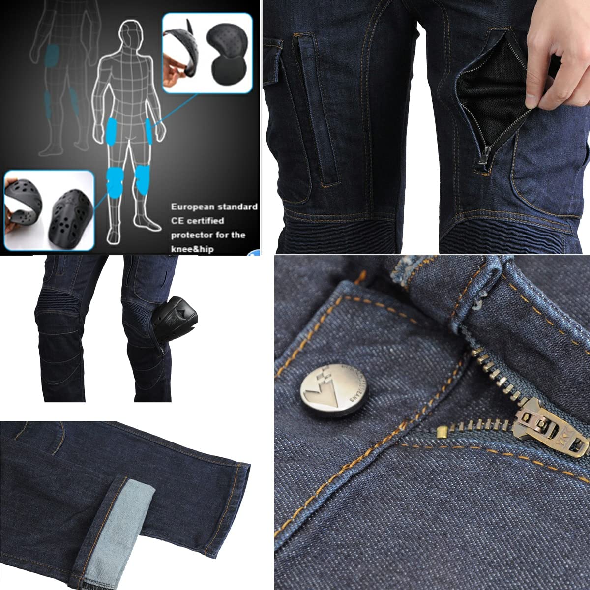 **Men's & Women's Motorcycle Riding Pants - CE Armor Knee & Hip Protection for Motocross & Racing | Durable Biker Jeans for Safety & Comfort**    *(Perfect for Off-Road Adventures, Urban Commuting & Long-Distance Rides)*
