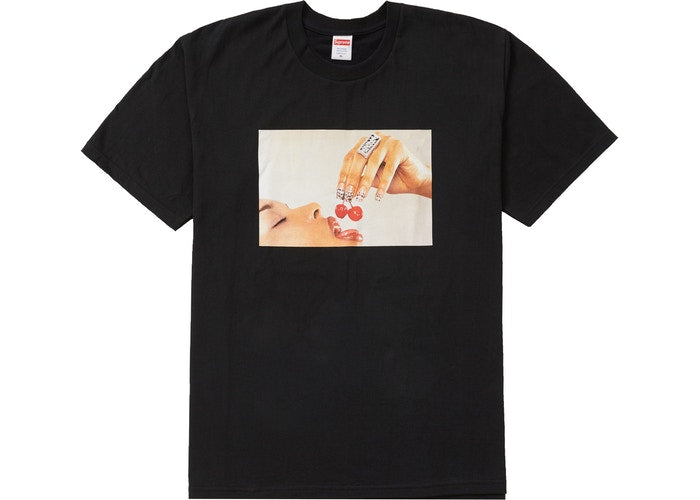 Supreme Cherries Graphic T-Shirt for Men - Light Black Cotton Tee - Casual Streetwear for Everyday Wear & Urban Fashion