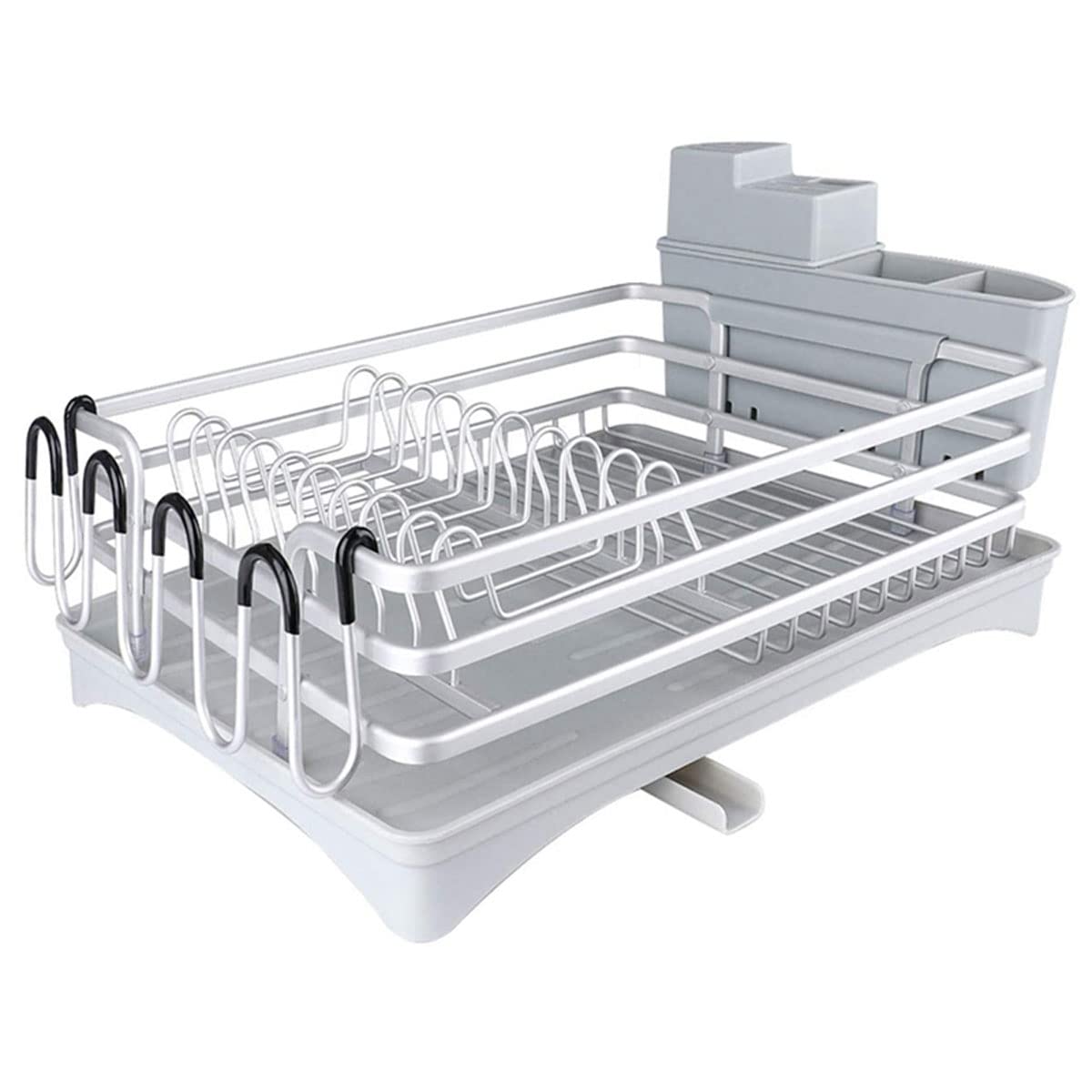 WDPINPAN Compact Stainless Steel Dish Drying Rack with Adjustable Swivel Spout - Rustproof Kitchen Countertop Organizer for Plates, Cups & Utensils - Perfect for Small Spaces & Apartment Kitchens
