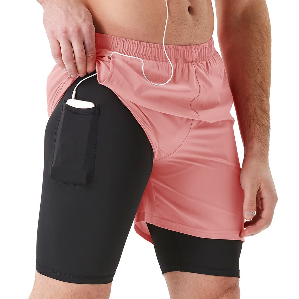 TENJOY Men's 2-in-1 Running Shorts 5