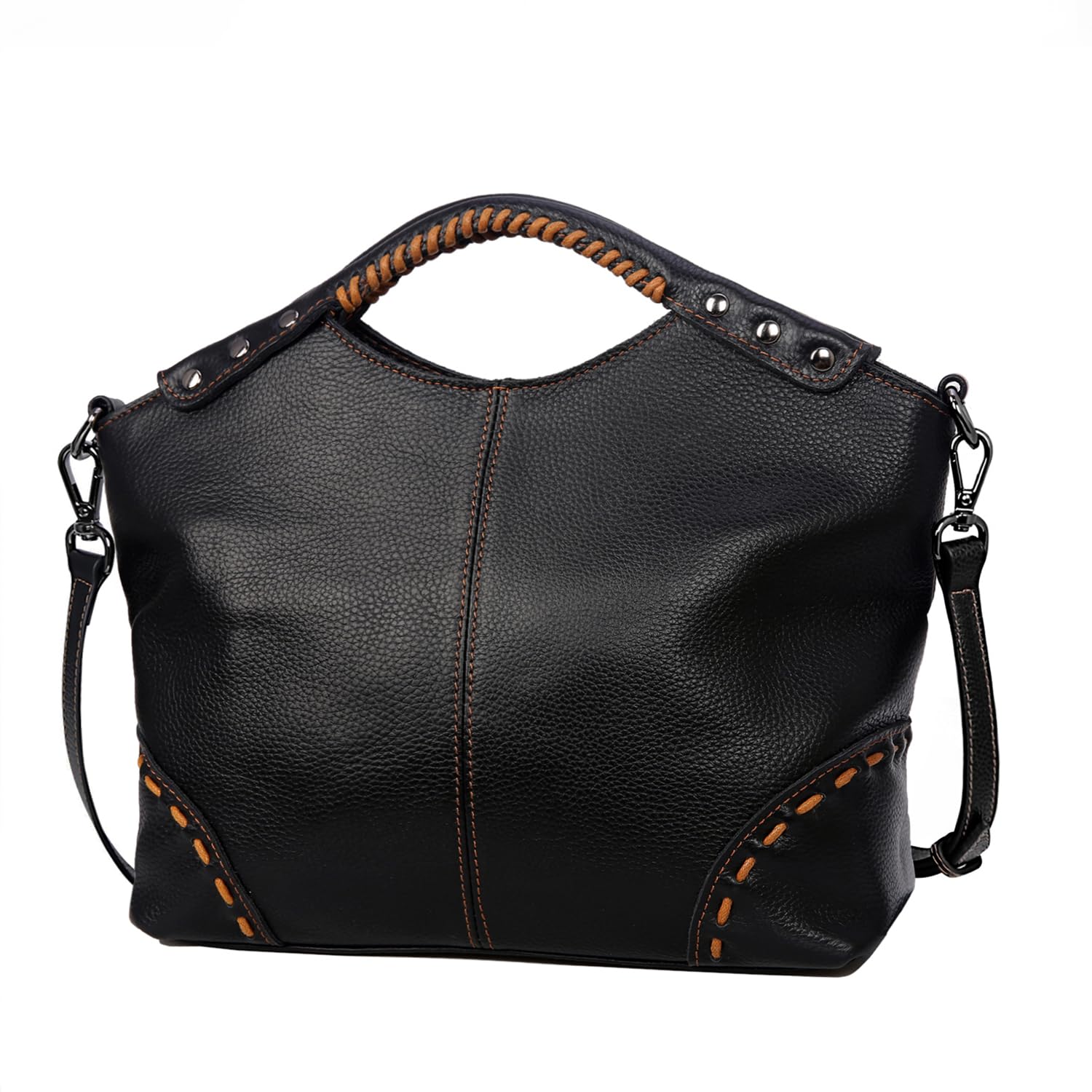 HESHE Genuine Leather Satchel Crossbody Bag for Women - Stylish Designer Tote Purse with Multiple Compartments & Top Handle - Perfect for Work, Travel & Everyday Use