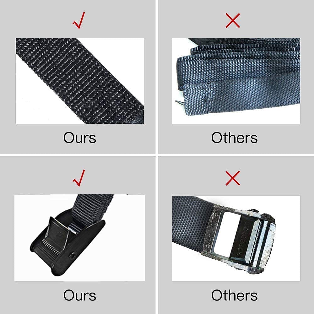 Premium Heavy Duty Ratchet Tie Down Straps 4-Pack - Adjustable Lashing Straps with Cam Buckle for Cargo, Luggage & Truck Securing - Ideal for Moving, Transport & Outdoor Adventures