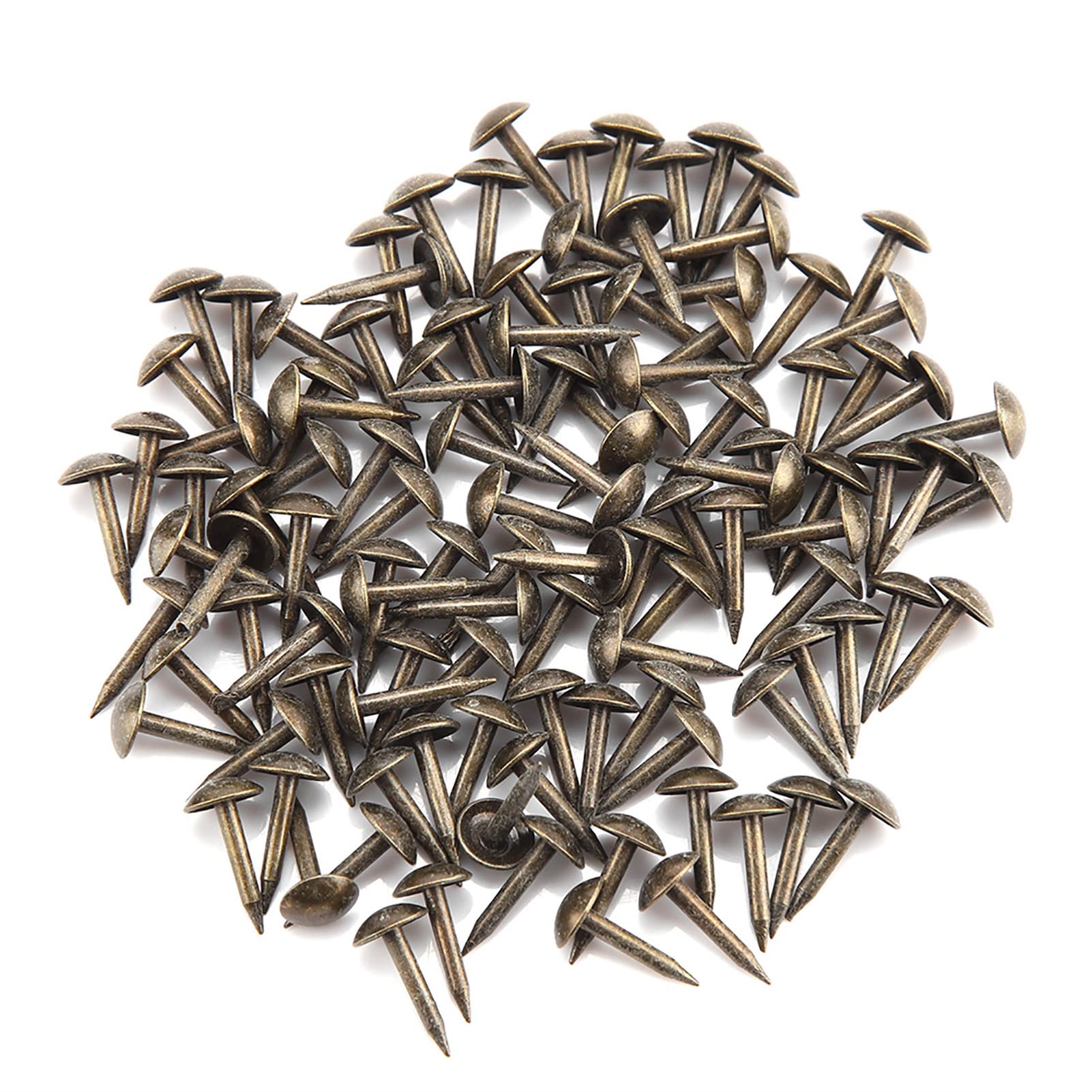 AYNEFY 100Pcs Round Domed Upholstery Nails - 6x12mm Thickened Iron Tacks for Furniture, Sofa, Headboard & Wood Door Repair - Decorative Push Pins for DIY Upholstery Projects & Home Improvement