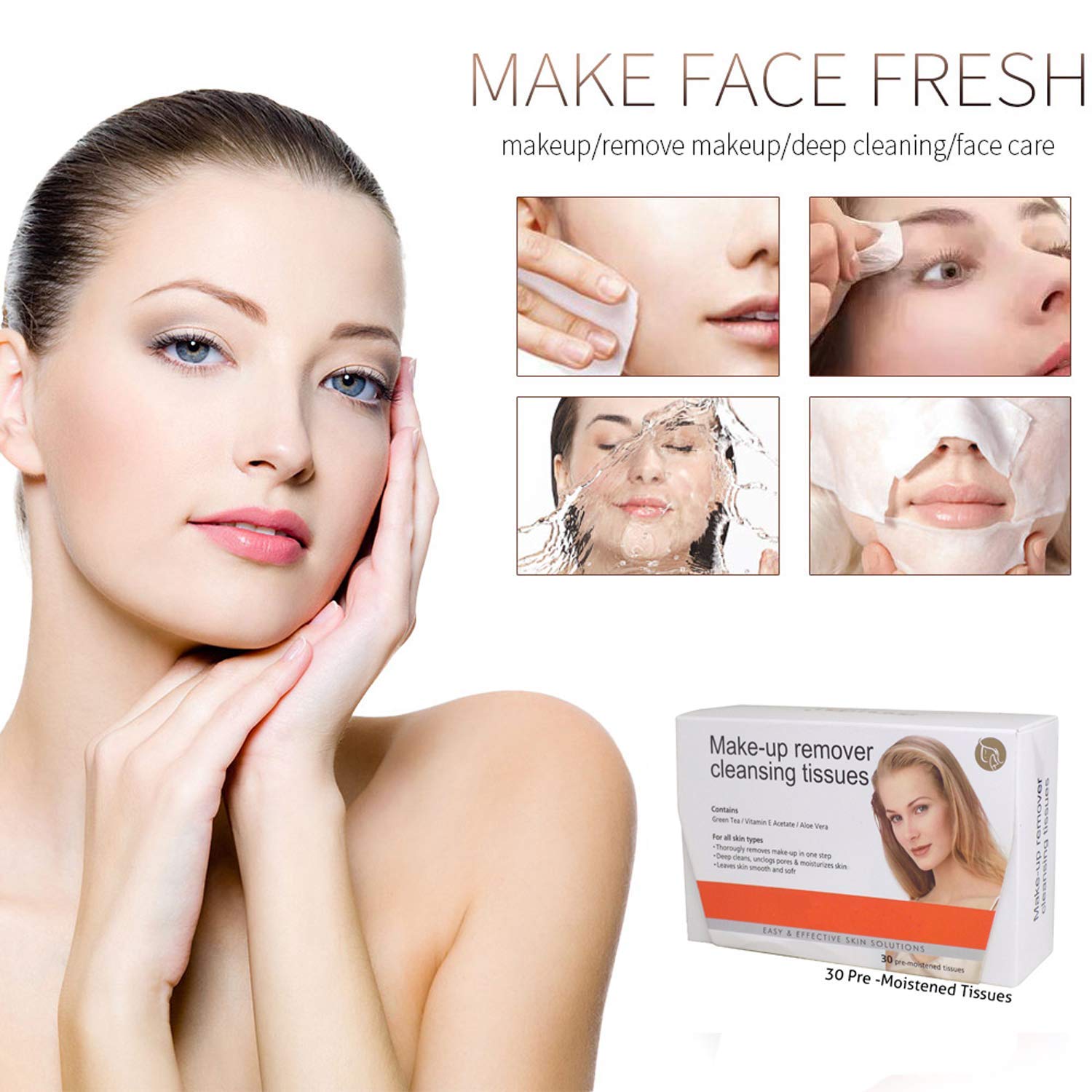 Ekan Set of 4 Refreshing Facial Wipes for Makeup Remover & Face Cleansing - 20g Each, Travel & Salon Friendly (Pack of 1) | Perfect for Home, Gym & On-the-Go Skincare