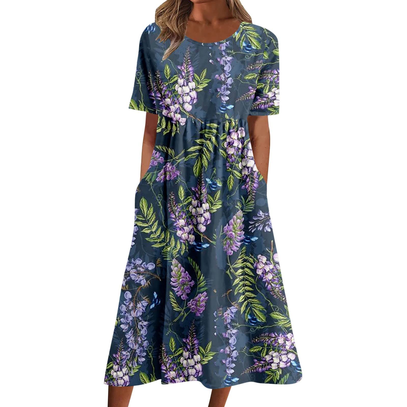 2025 Trendy Plus Size Women's Summer Dresses - Casual Floral Boho Shirt Dress with Pockets | Perfect for Spring & Summer Outings, Beach Vacations & Casual Wear