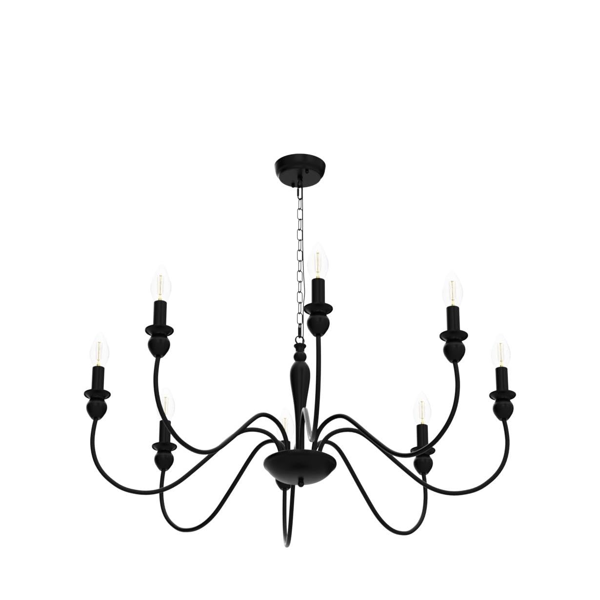 LASENCHOO 8-Light Farmhouse Chandelier - Black Industrial Rustic Ceiling Light Fixture for Dining Room, Living Room, Bedroom, Foyer & Kitchen Island | Perfect for Farmhouse, Industrial & Rustic Home Decor