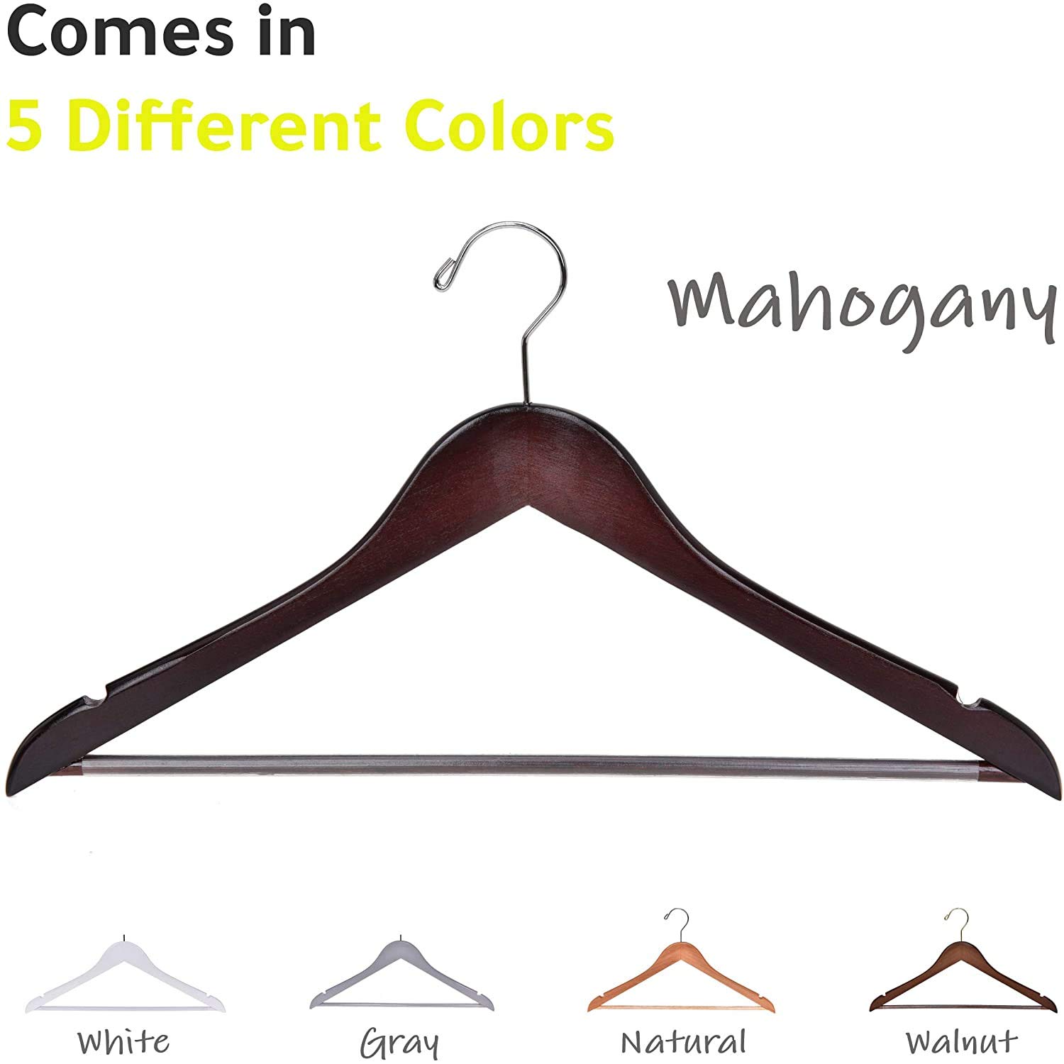Premium Solid Wooden Hangers 80 Pack - Natural Mahogany Slightly Curved Coat Hangers with Chrome Hooks for Heavy-Duty Clothes, Jackets, Shirts & Suits - Ideal for Closet Organization, Retail Stores & Luxury Garment Care