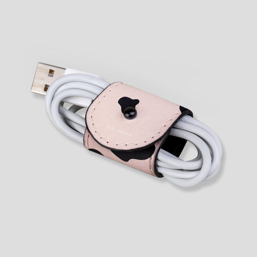 Eco-Friendly Pink Cow EcoWrap Cord - Sustainable Cable Organizer for Home & Office Use | Tangle-Free Cord Management Solution for Desks, Travel & DIY Projects