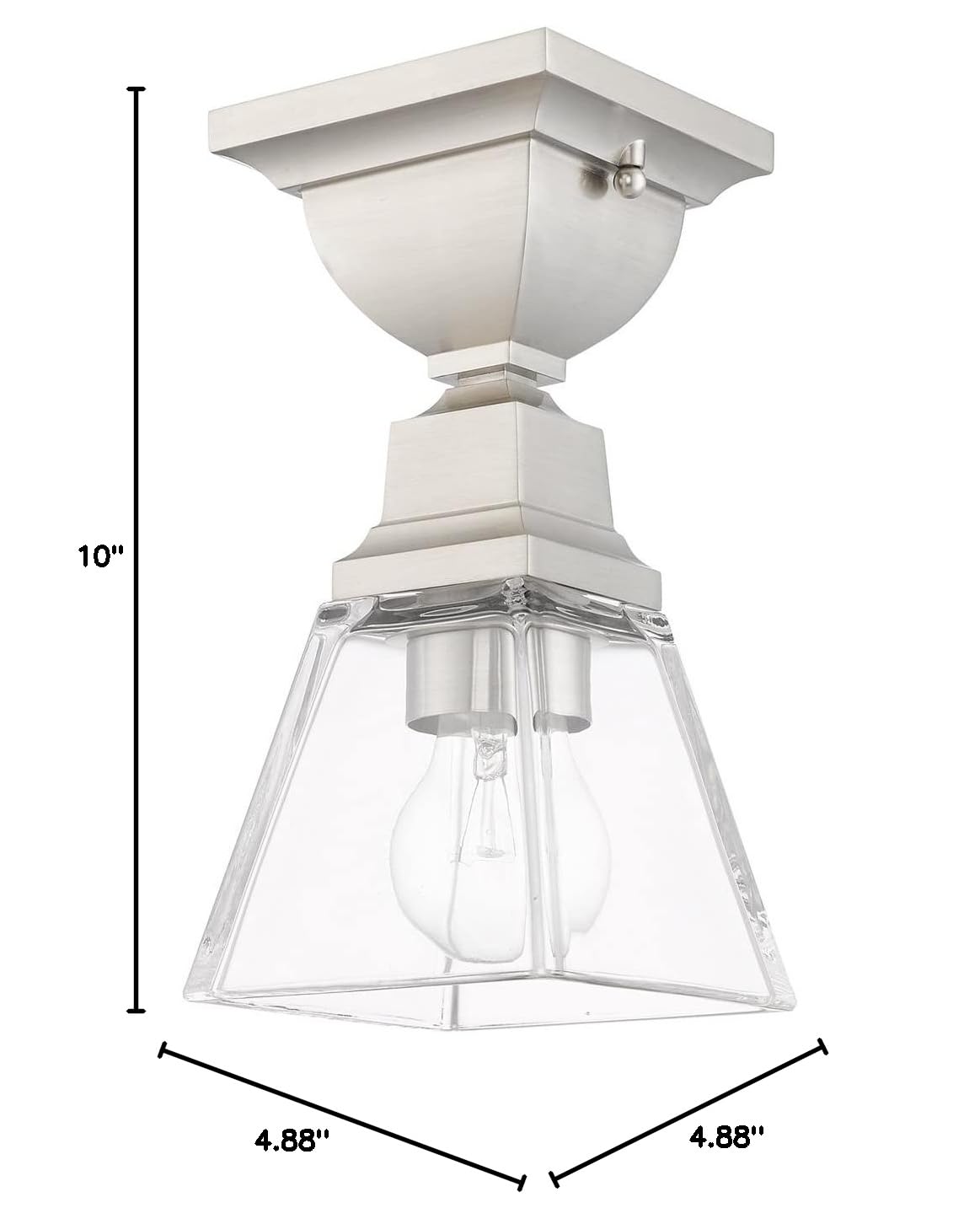 Livex Lighting Mission 1-Light Brushed Nickel Ceiling Mount Fixture - Modern Flush Mount Light for Bedroom, Hallway & Kitchen Lighting