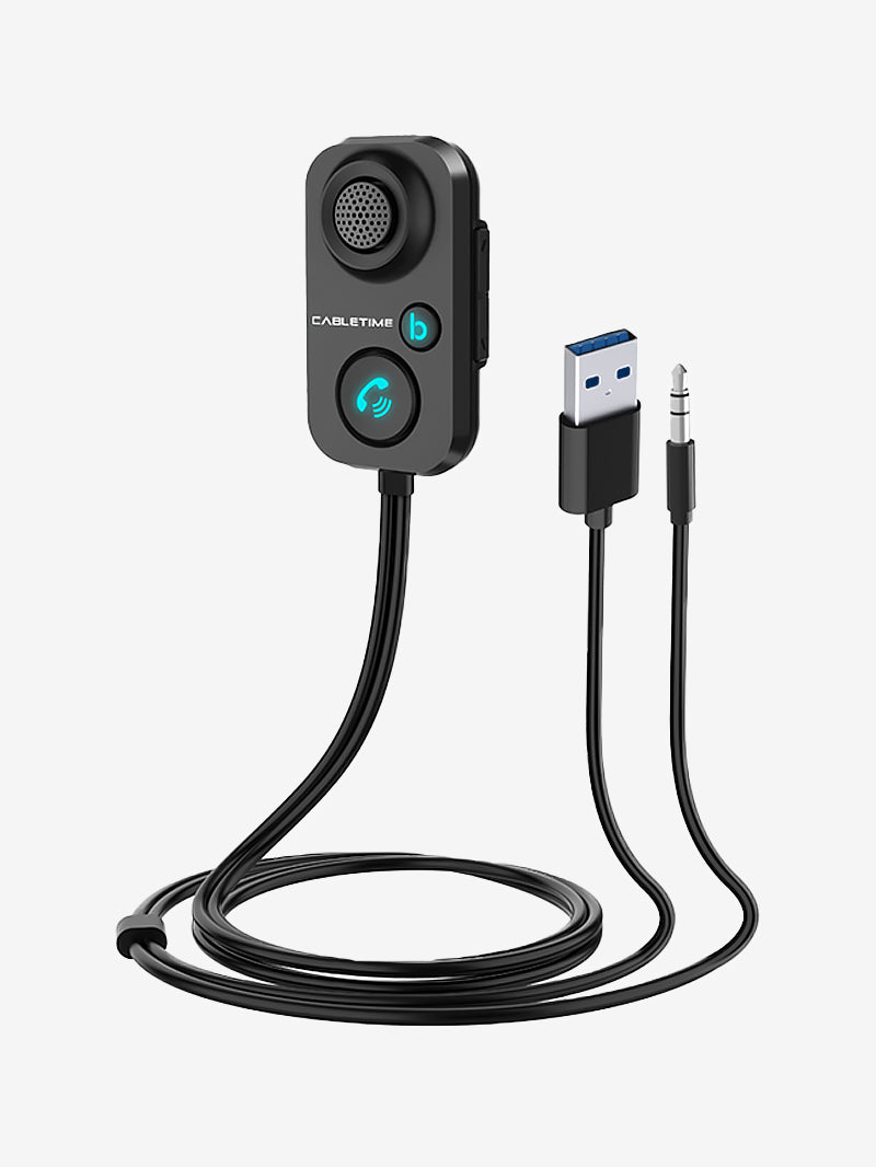 5.1 Bluetooth Car Audio Receiver with Aux 3.5mm Jack & Built-in Mic - Wireless Music Streaming for Road Trips & Hands-Free Calling in Vehicle
