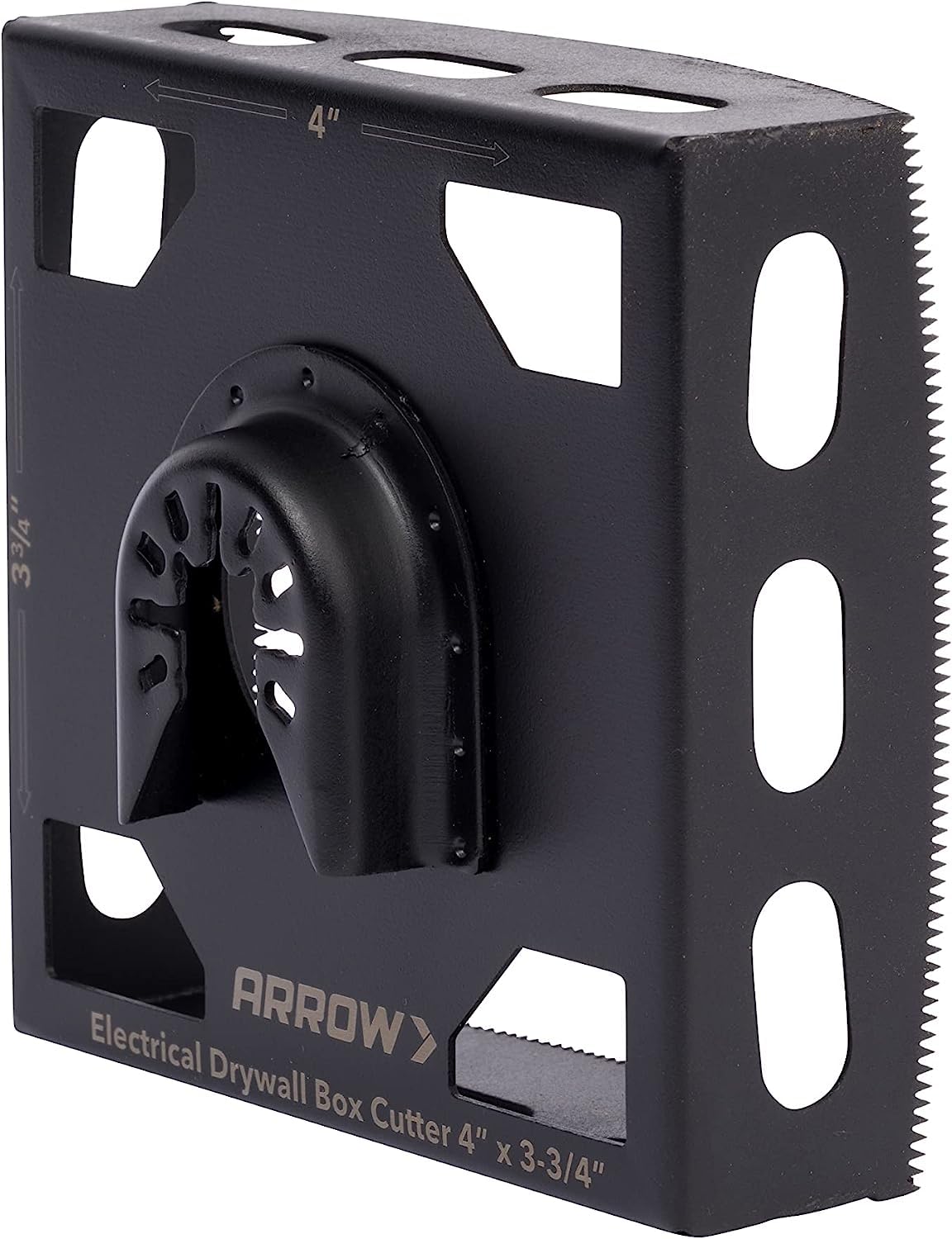 Arrow OSCGB2-1 2 Gang Electrical Box Drywall Cutting Blade for Oscillating Tools - Universal Fit for Most Multitools, Includes Adapter, Cuts 4” x 3-3/4” Holes - Perfect for Electrical Installations & Drywall Repairs