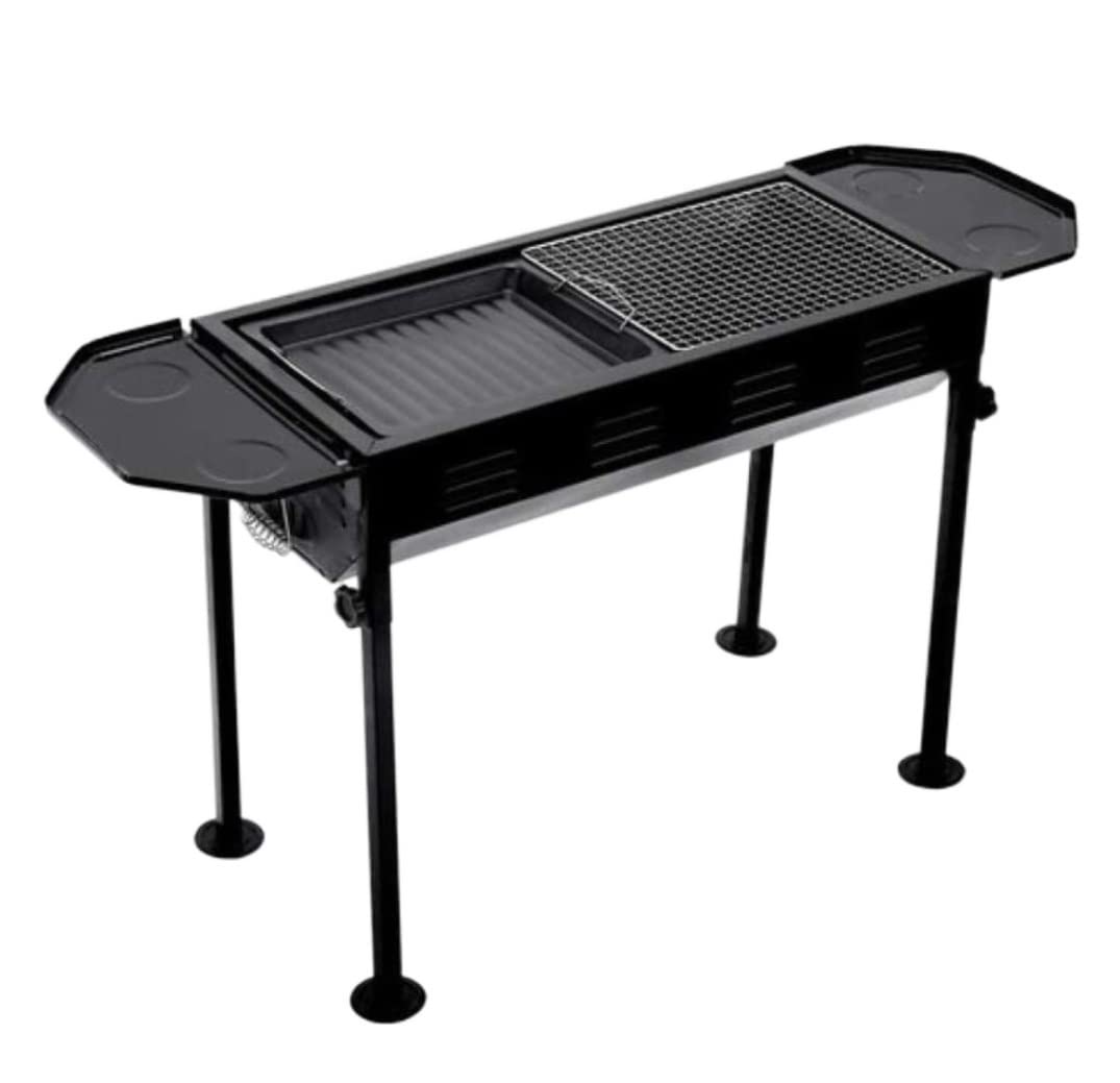 LICHSY Large Outdoor Charcoal Grill BBQ Set with Utensils - Heavy Duty Steel Construction for 5+ People - Perfect for Backyard, Camping & Tailgating Parties (Color: A)