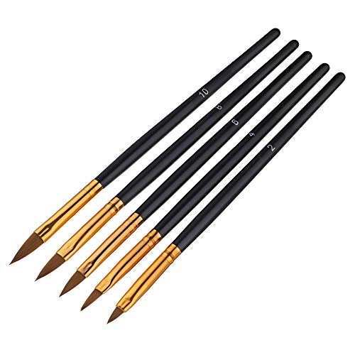 5Pcs Black Nail Art Brushes Set - Professional UV Gel Nail Painting Pen Brushes for Acrylic & Gel Polish - Perfect for Salon, Home Manicure & DIY Nail Designs