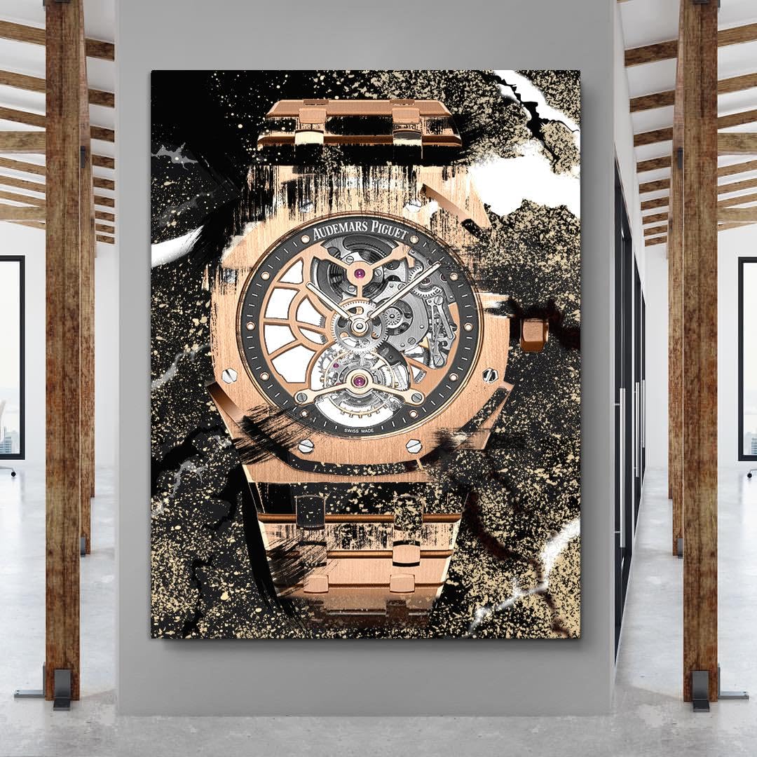 DEVICI AP Royal Oak Tourbillon Openworked Inspired Watch Wall Art - Luxury Motivational Canvas Poster for Men's Room & Office Decor | Perfect for Watch Enthusiasts & Modern Home Decoration