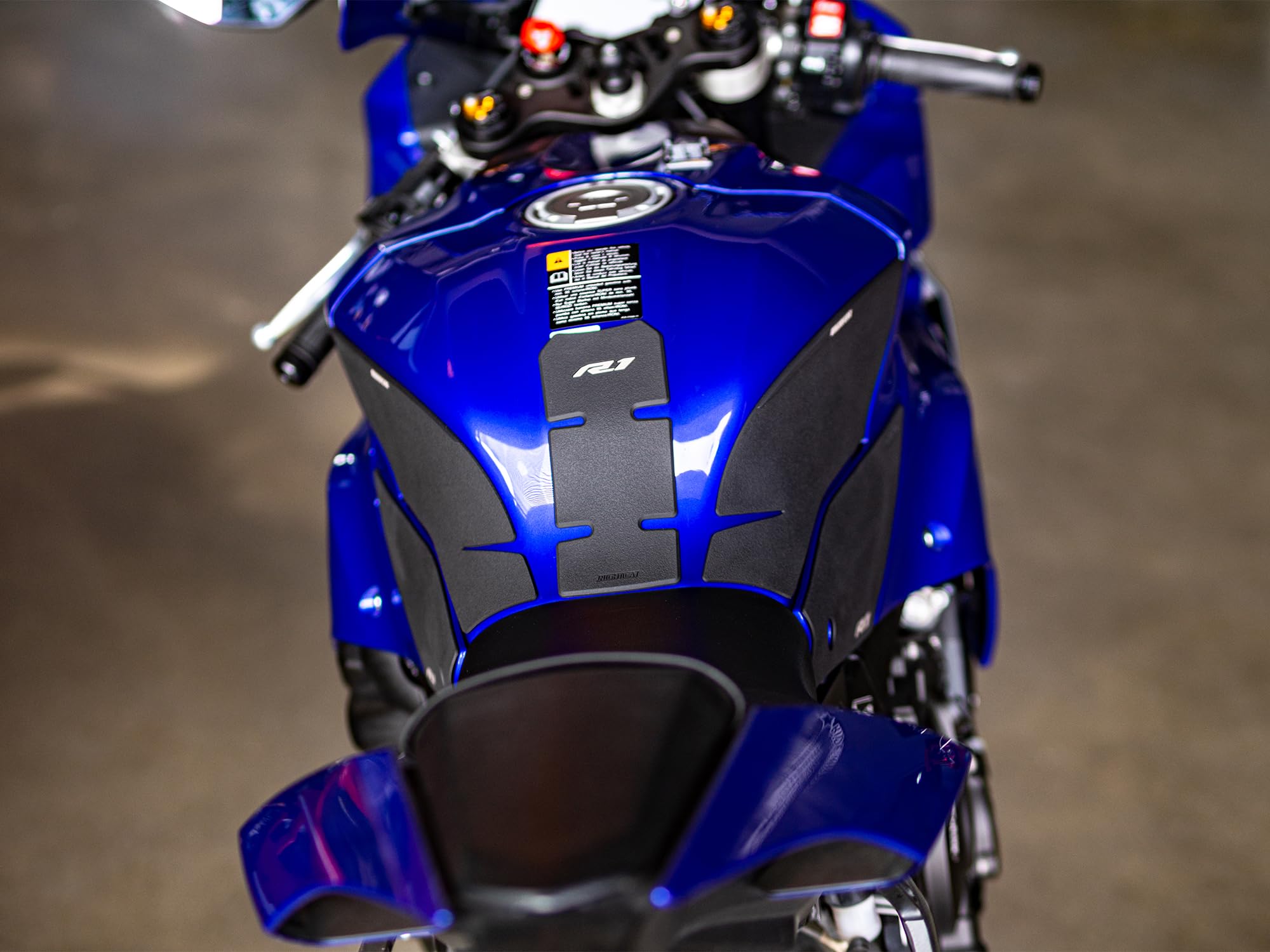 YZFR1 R1 Fuel Tank Sticker - Anti-Skid Fishbone Design Tank Protection Decal & Side Traction Pad | Night Cat Compatible Motorcycle Accessories for Enhanced Grip and Style | Perfect for Track Days and Street Riding