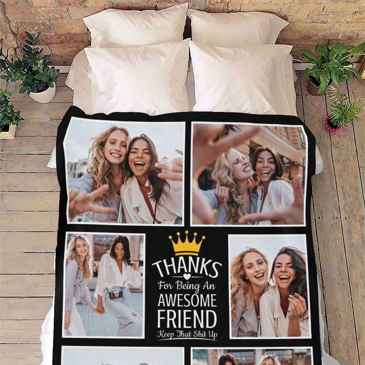 MyPupSocks Custom Best Friend Blanket - Personalized 70x80 Inch Soft Throw Blanket for Women, BFF Gifts, Sister Birthday Present, Office Decor | Perfect for Couch, Bed, Movie Nights & Friendship Celebrations