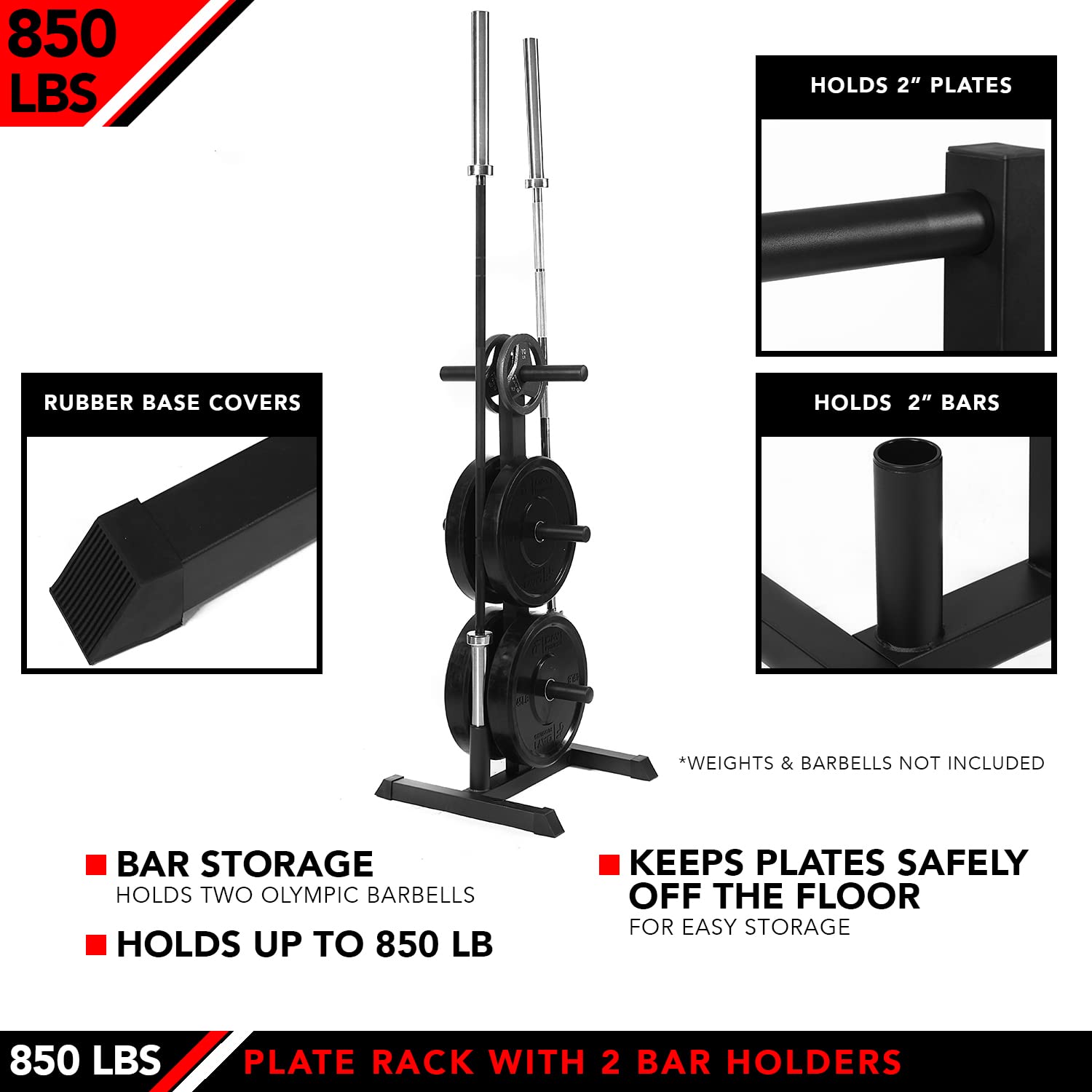 JFIT Heavy Duty Weight Rack & 2 Olympic Bar Holder for 2