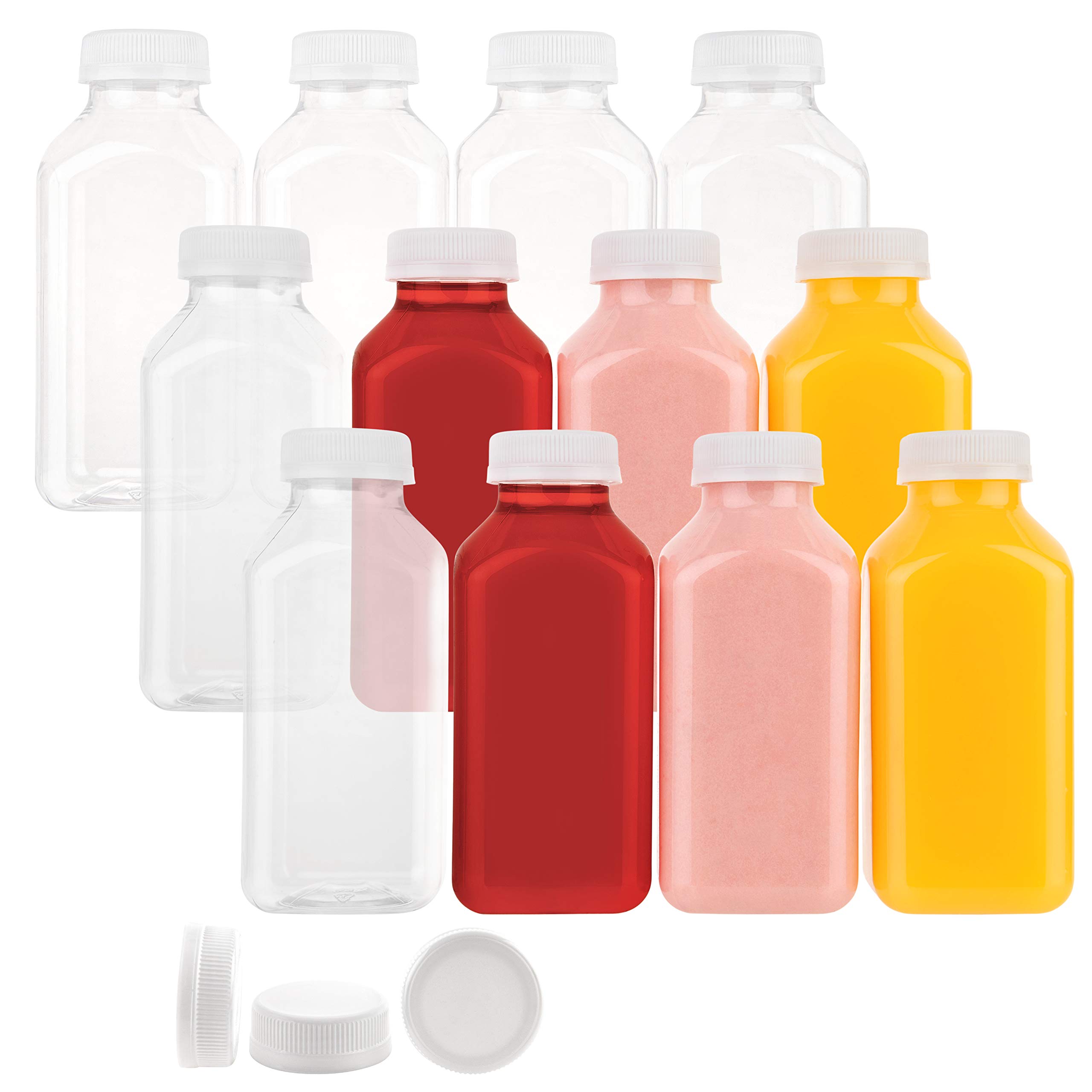 12 Oz BPA-Free Disposable Juice Bottles with Caps - Clear Reusable Plastic Smoothie Containers for Grab & Go Drinks, Juicing & Meal Prep - Leak-Proof 160-Pack Beverage Bottles for Home, Office, Gym & Outdoor Activities