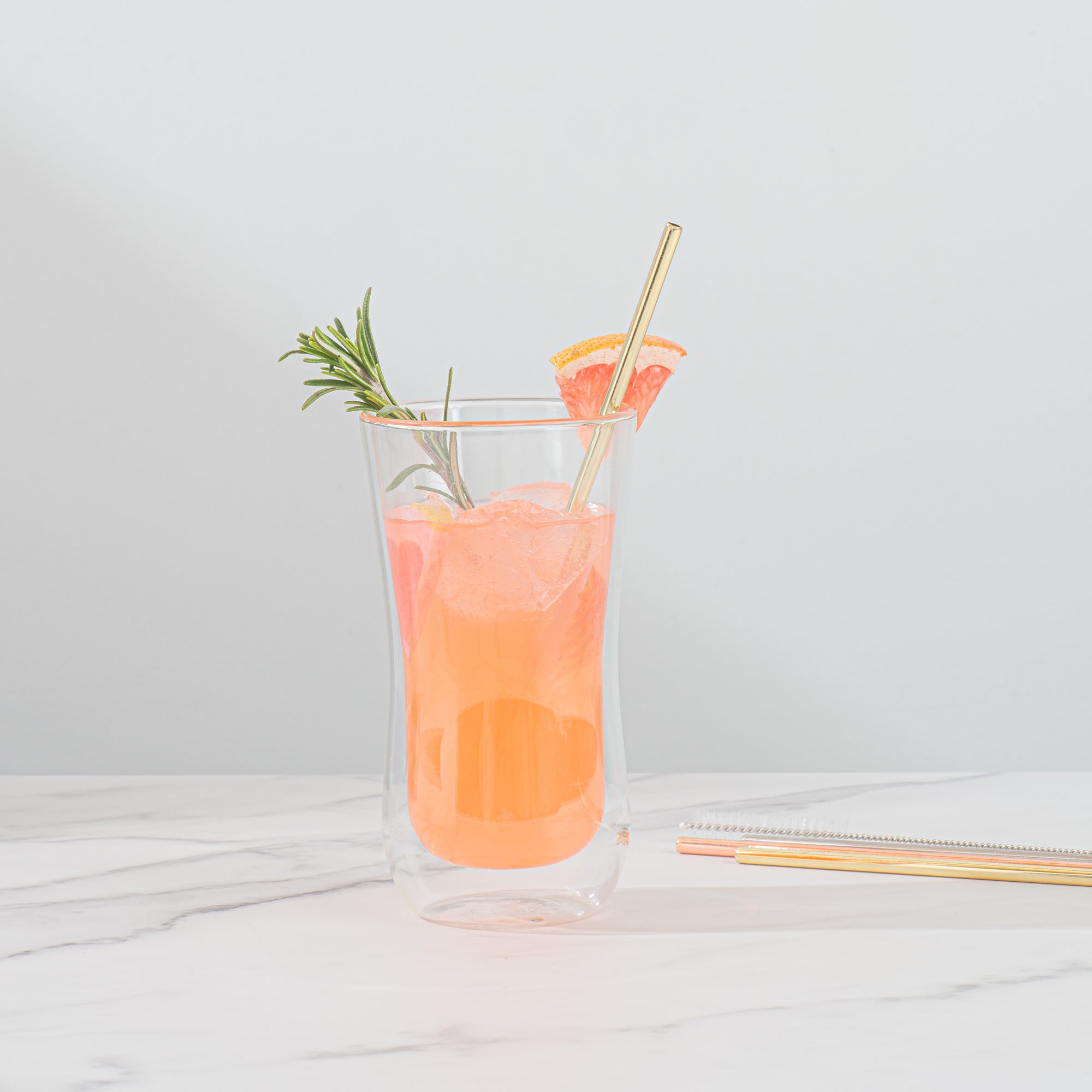 Luxury Gold Plated Stainless Steel Drinking Straws - 7.5 Inch Reusable Metal Straws (2-Pack) - Perfect for Cocktails, Smoothies, Iced Coffee & Eco-Friendly Home Use