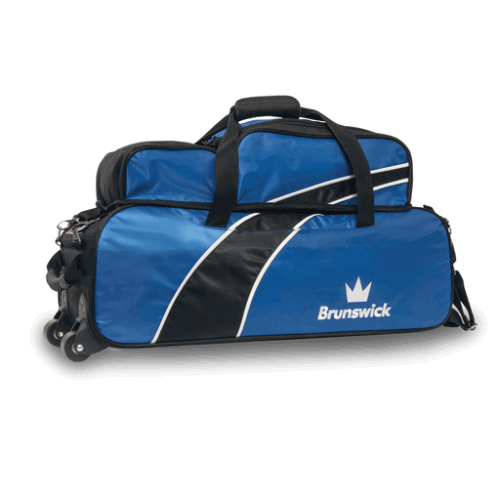 Brunswick Edge 3 Ball Tote with Pouch - Premium Bowling Bag for Men & Women in Blue | Perfect for League Play, Tournaments & Practice Sessions