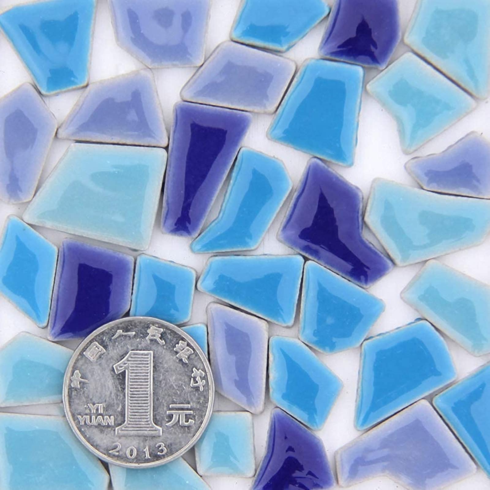 200g Blue Mixed Irregular Ceramic Mosaic Tiles 0.2