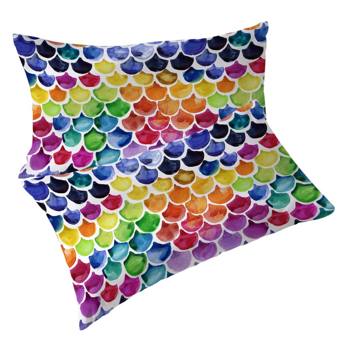 BlessLiving 3D Printed Mermaid Scale Pillowcase Set of 2 - Rainbow Fish Scale Design Throw Pillow Covers for Kids, Teens, Adults, Girls & Women - Soft Home Decor for Living Room, Bedroom & Dorm (King Size)