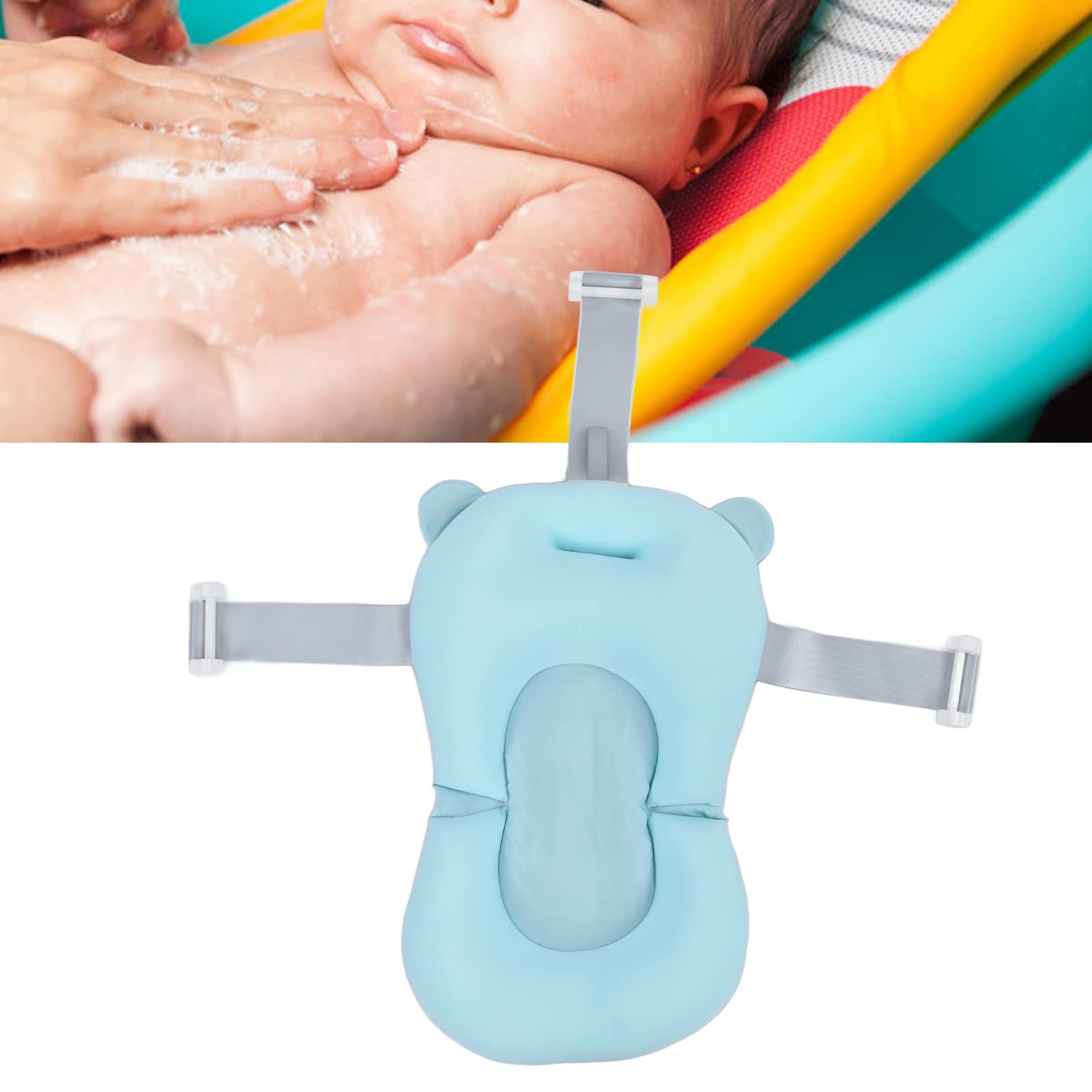 Soft Baby Bath Pad with Quick Drainage & Secure Buckle Design - Newborn Bath Seat for Sink or Tub - Stretchy Swimsuit Cloth for Safe Bathing at Home (Pink) | Perfect for Infant Bath Time, Nursery & Travel